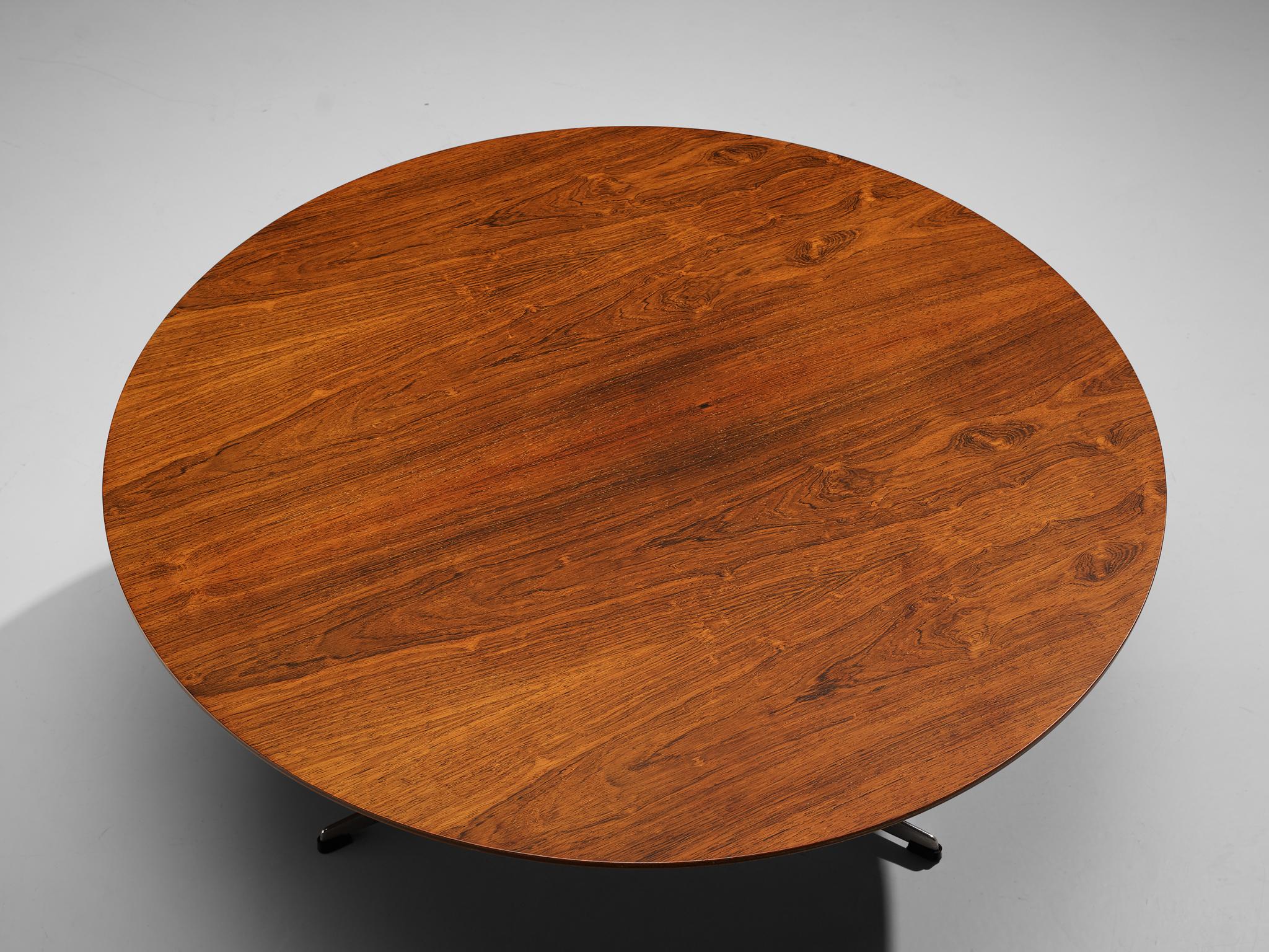 Mid-20th Century Arne Jacobsen for Fritz Hansen Coffee Table in Rosewood and Metal