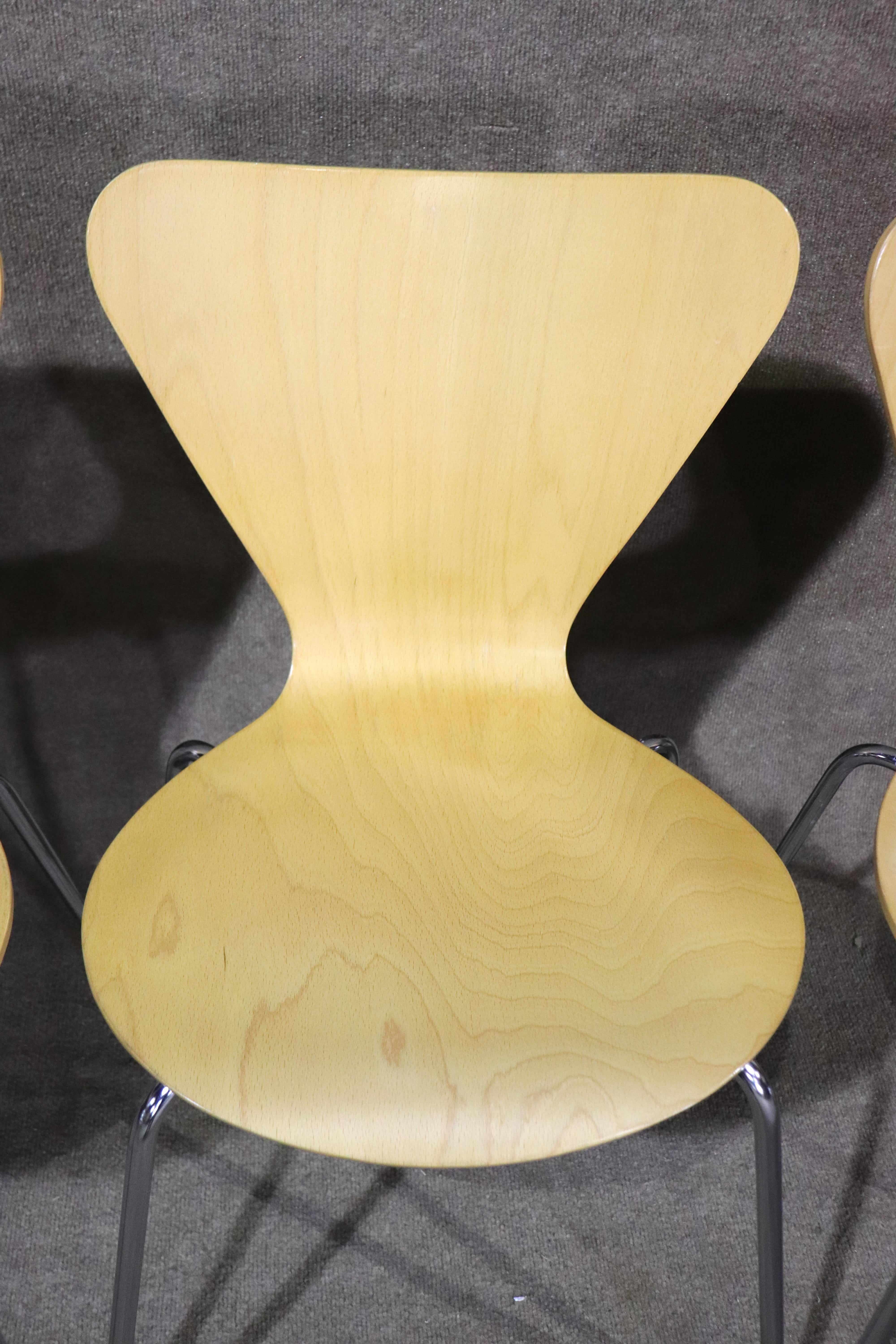 Metal Arne Jacobsen for Fritz Hansen Dining Chairs For Sale