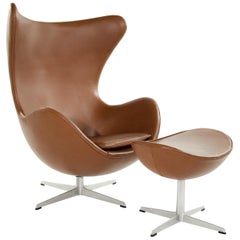 Arne Jacobsen for Fritz Hansen Egg Chair and Footstool, Denmark, 1966
