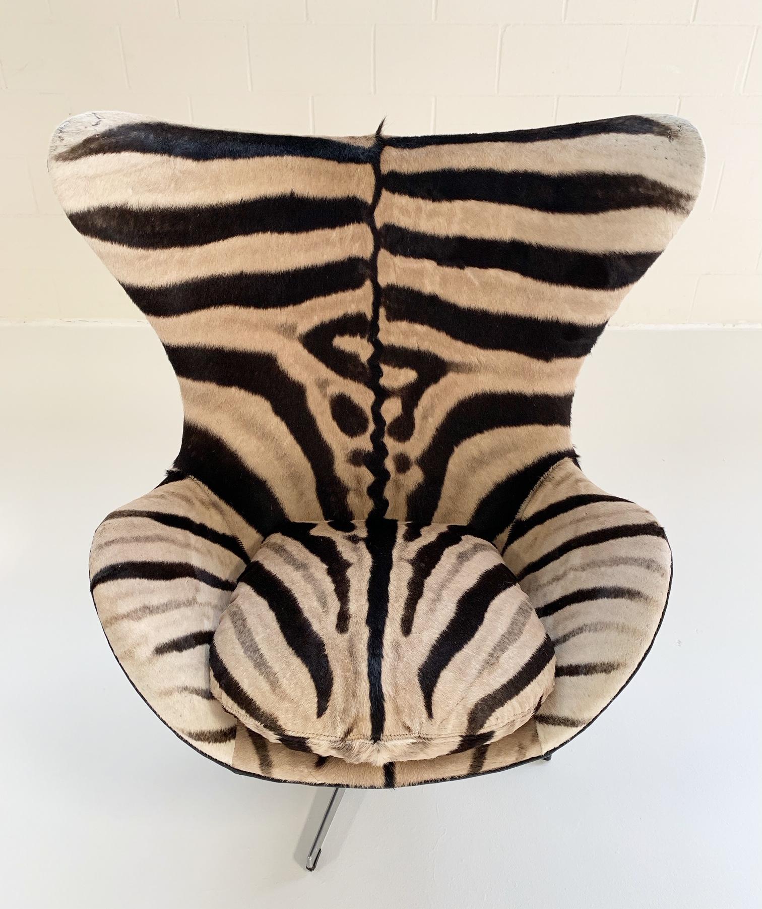 Arne Jacobsen for Fritz Hansen Egg Chair in Zebra Hide and Loro Piana Leather 1