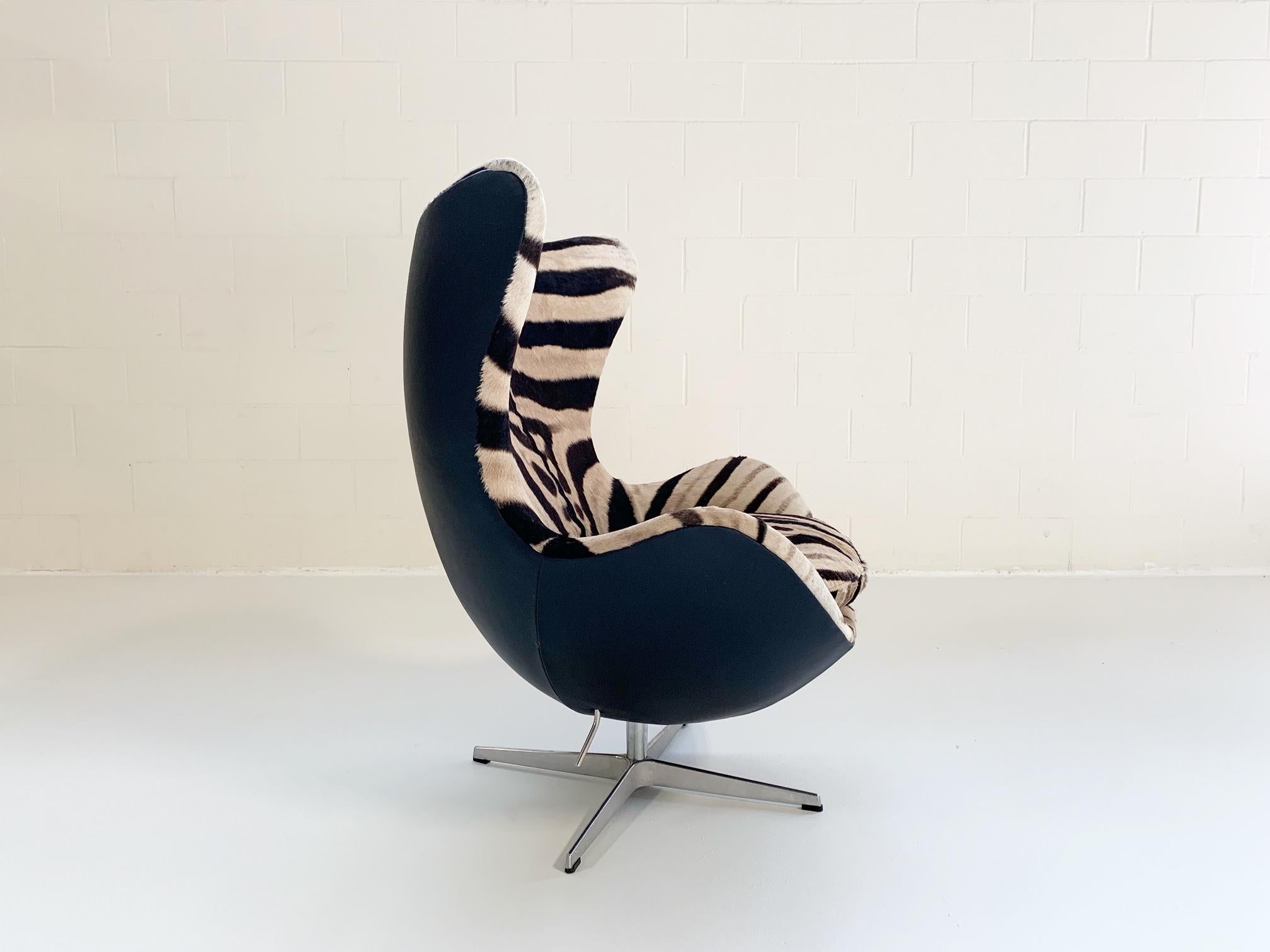 Arne Jacobsen for Fritz Hansen Egg Chair in Zebra Hide and Loro Piana Leather 2