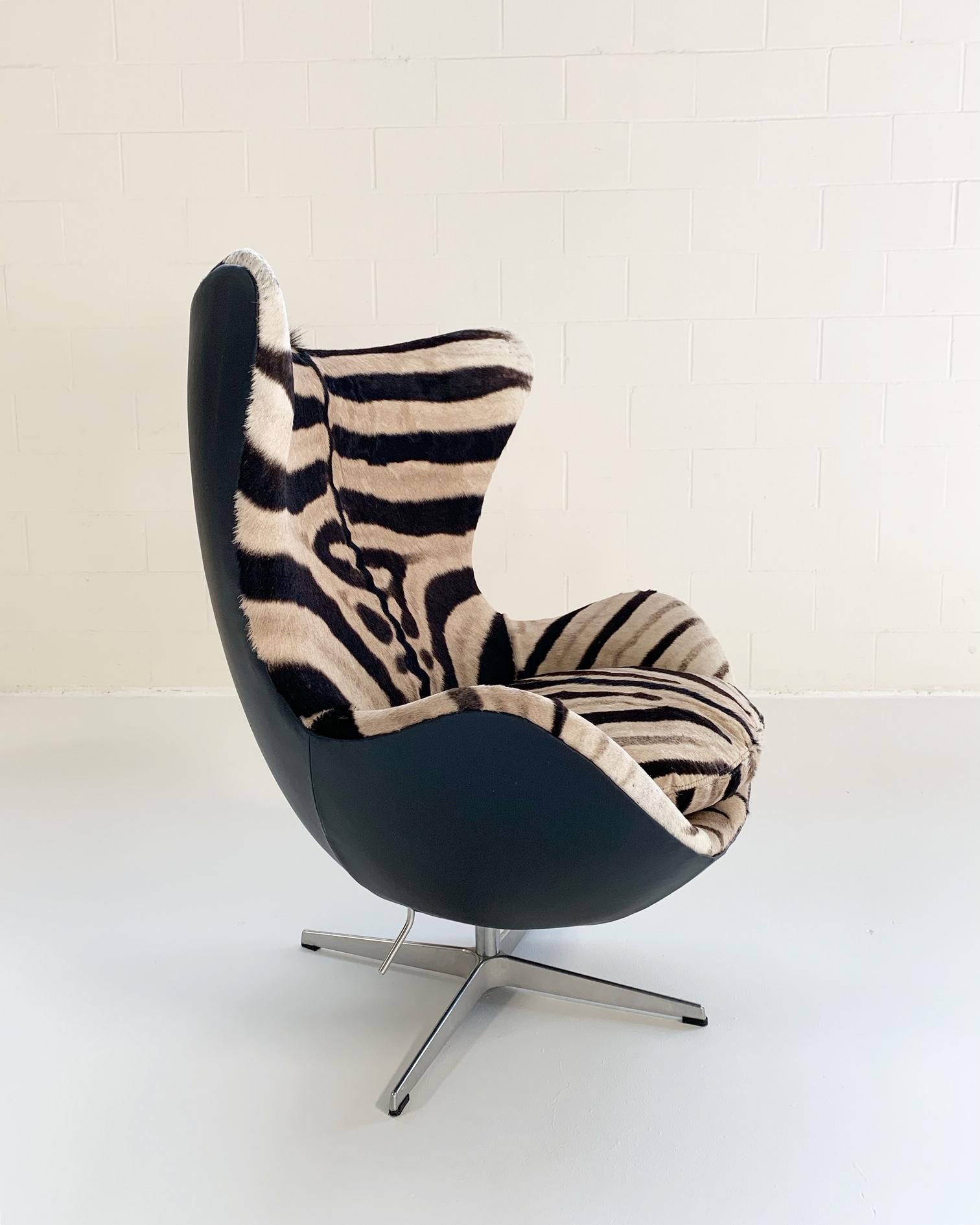 Arne Jacobsen for Fritz Hansen Egg Chair in Zebra Hide and Loro Piana Leather 3