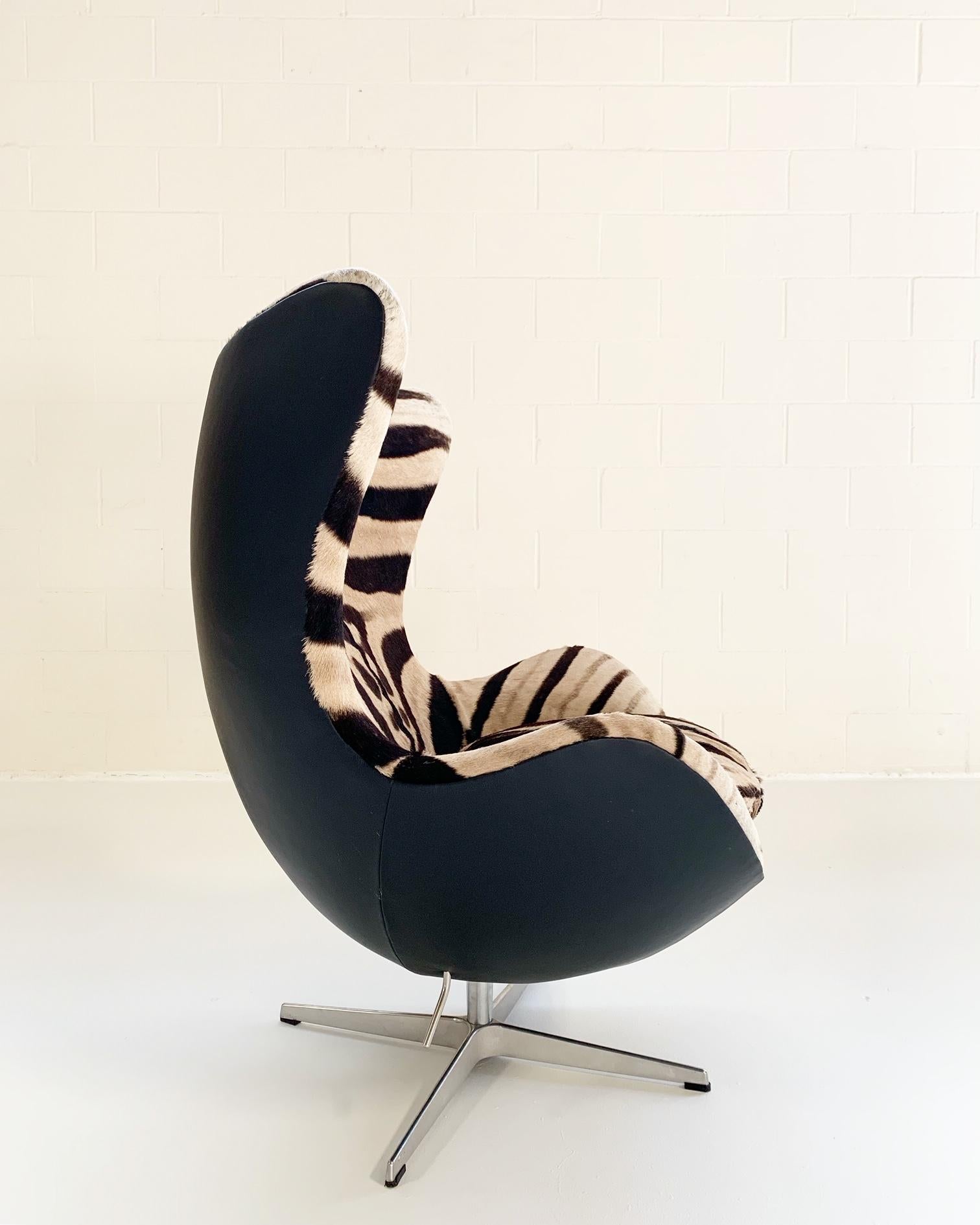 Arne Jacobsen for Fritz Hansen Egg Chair in Zebra Hide and Loro Piana Leather 4