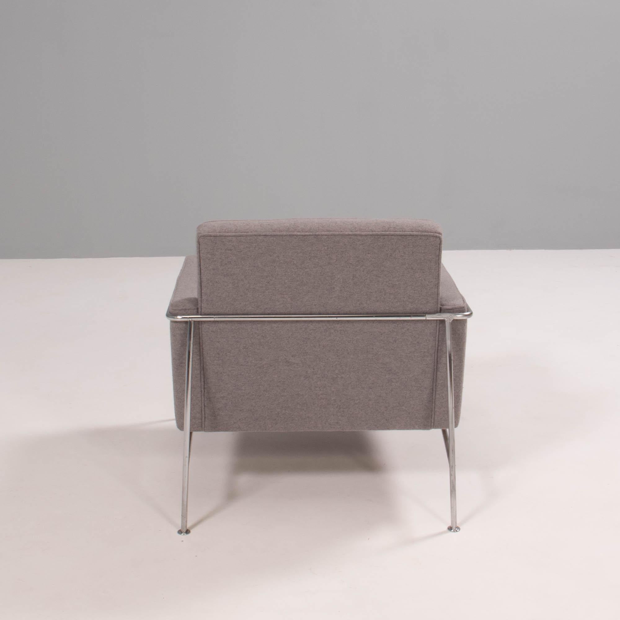 Fabric Arne Jacobsen for Fritz Hansen Grey Series 3300 Armchairs, 2002, Set of 2