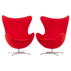 Paire de chaises Mid Century Egg d'Arne Jacobsen pour Fritz Hansen