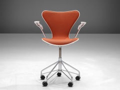 Arne Jacobsen for Fritz Hansen Office Chair in Red Upholstery