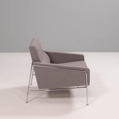Arne Jacobsen for Fritz Hansen Series 3300 Grey and Chrome Armchairs, Set of 2