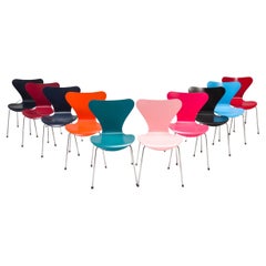 Arne Jacobsen for Fritz Hansen Series 7 Multi Coloured Dining Chairs, Set of 10