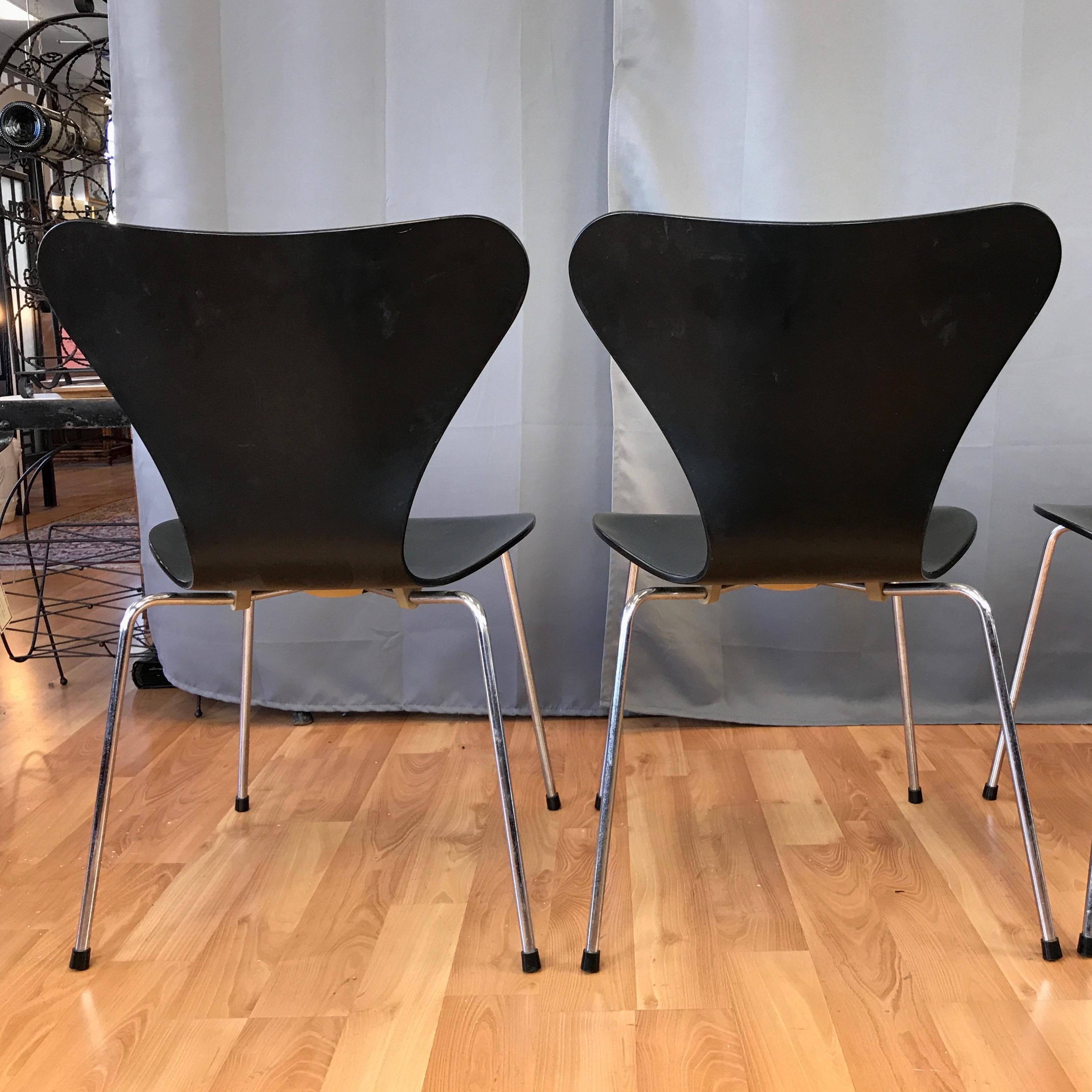 Steel Arne Jacobsen for Fritz Hansen Series 7 Side Chairs, Set of Four