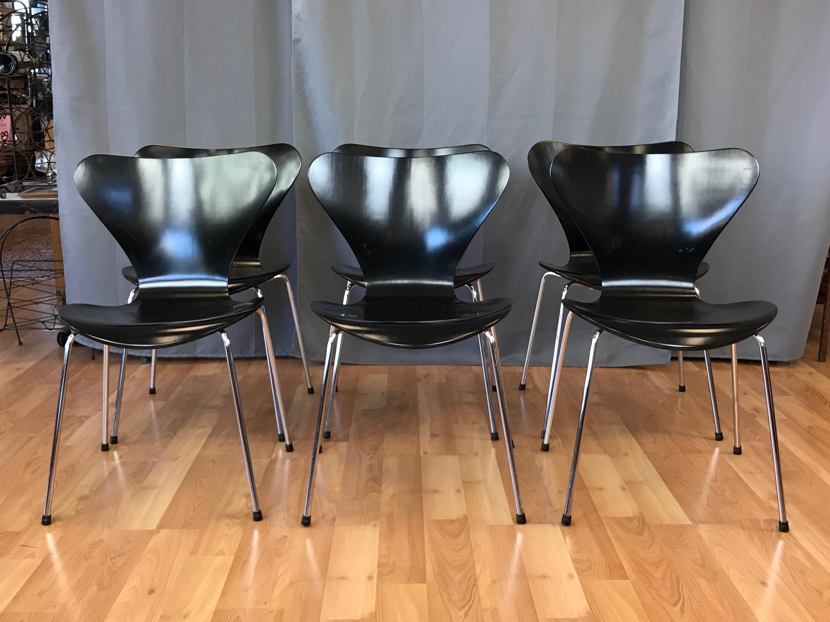 Danish Arne Jacobsen for Fritz Hansen Series 7 Side Chairs, Set of Six