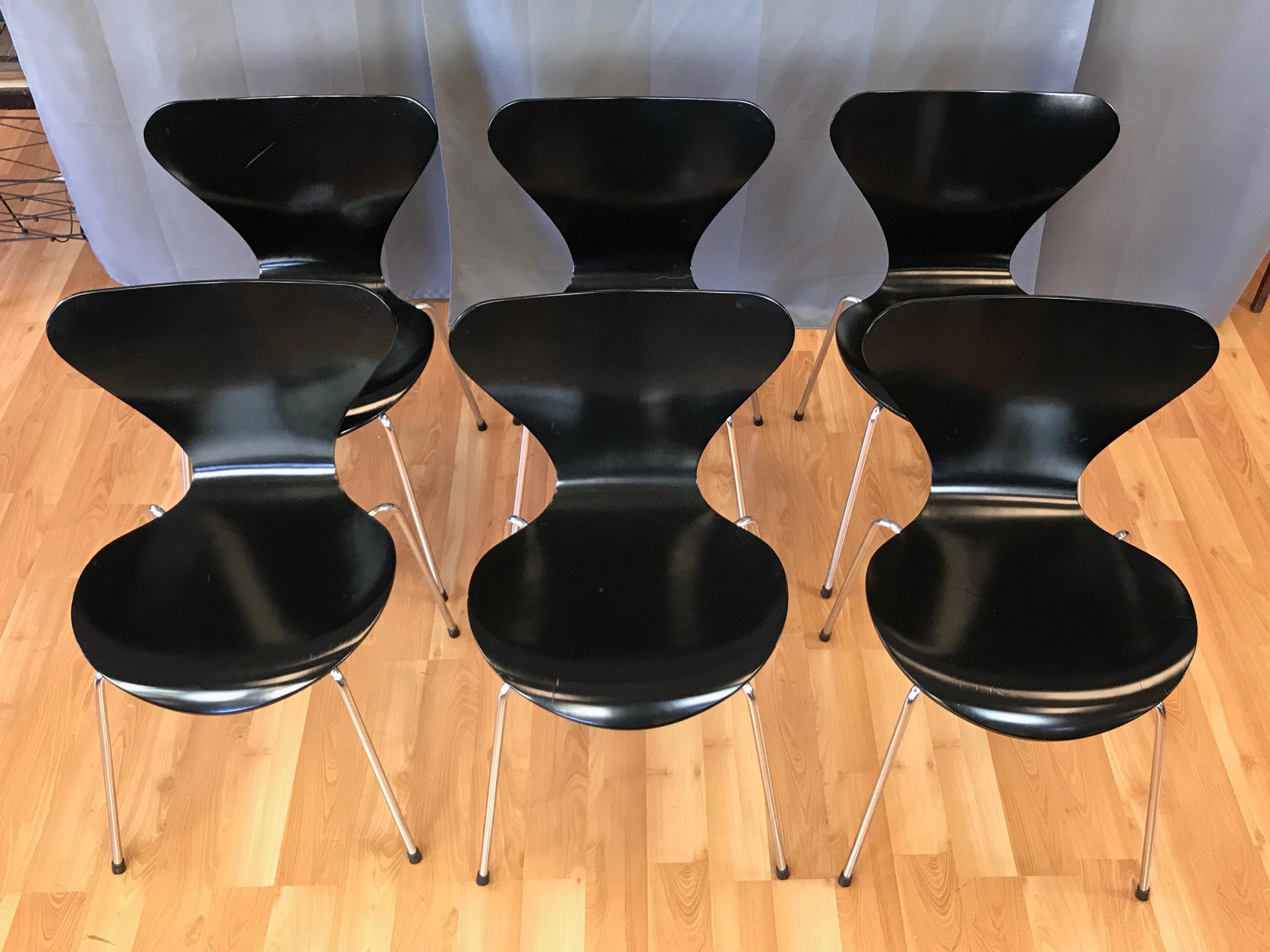 Steel Arne Jacobsen for Fritz Hansen Series 7 Side Chairs, Set of Six