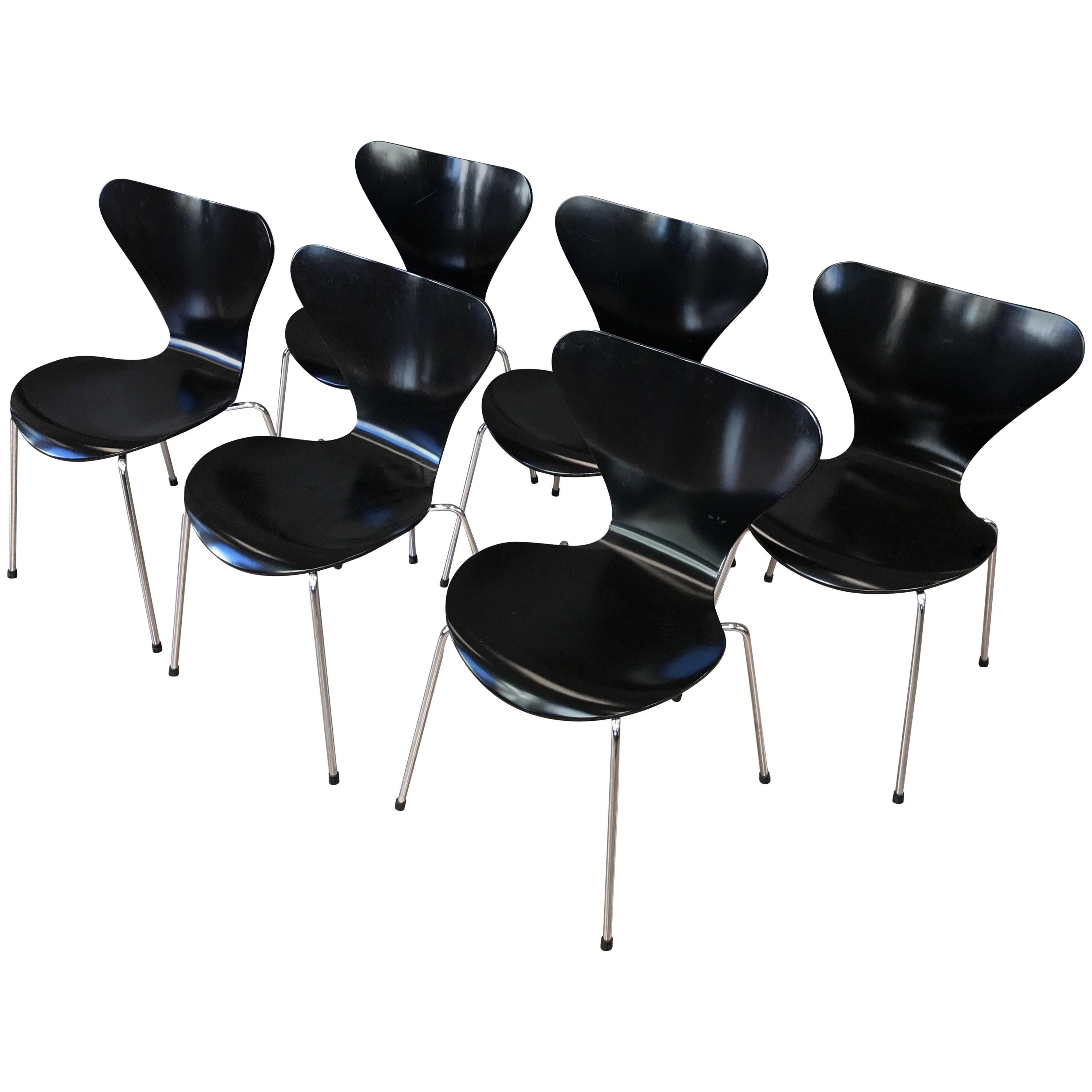 Arne Jacobsen for Fritz Hansen Series 7 Side Chairs, Set of Six