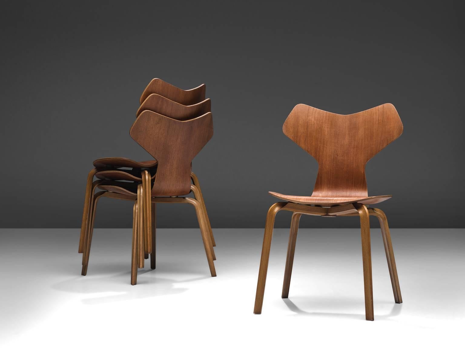 Arne Jacobsen for Fritz Hansen Set of 'Grand Prix' Dining Chairs 1