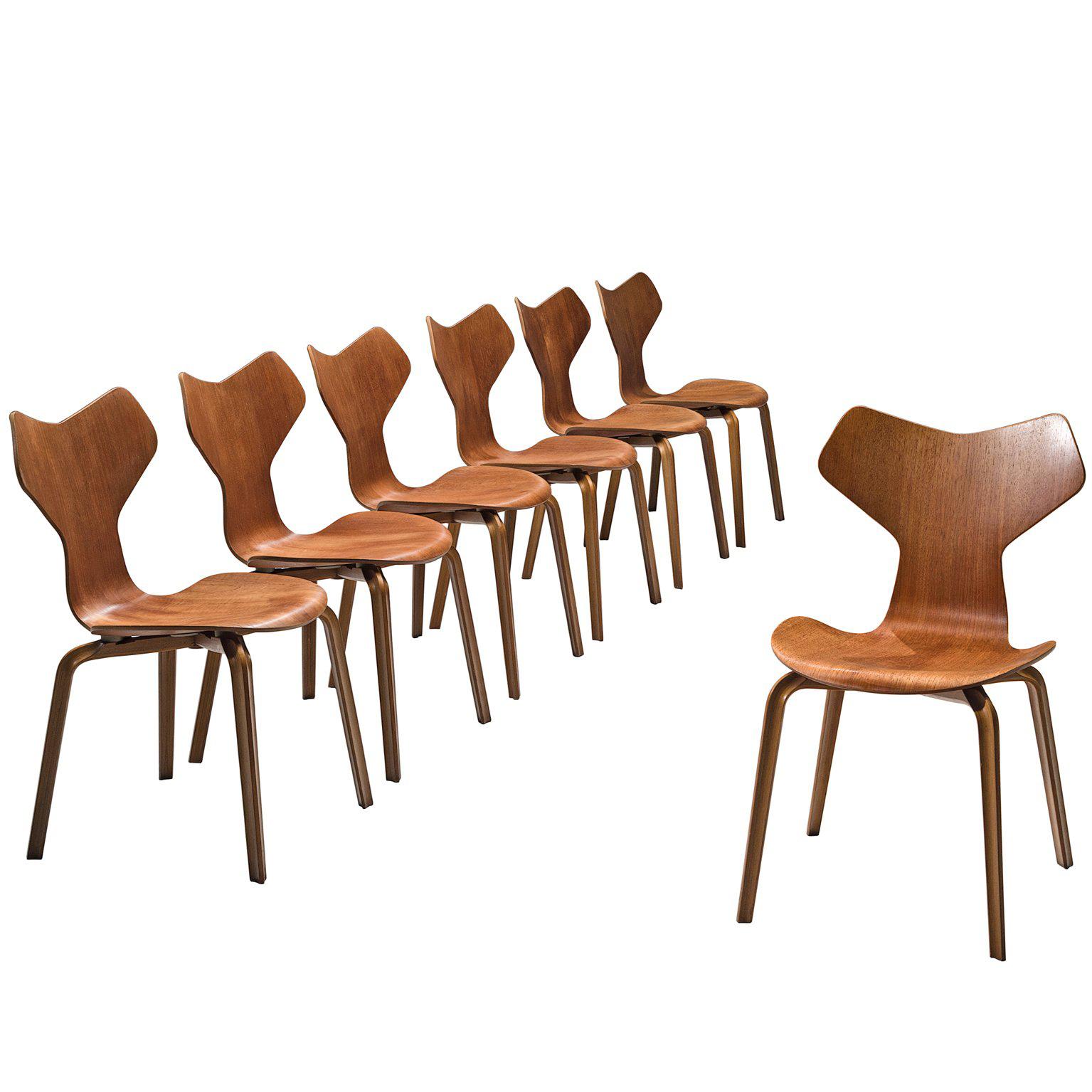 Arne Jacobsen for Fritz Hansen Set of 'Grand Prix' Dining Chairs