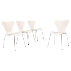 Arne Jacobsen for Fritz Hansen White Series 7 Dining Chairs, Set of 4