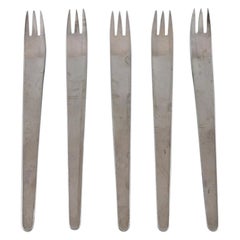 Arne Jacobsen for Georg Jensen, Modernist AJ Cutlery, Five Dinner Forks