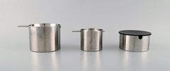 Arne Jacobsen for Stelton, "Cylinda Line" Salad Set, Carving Set, Two Ashtrays