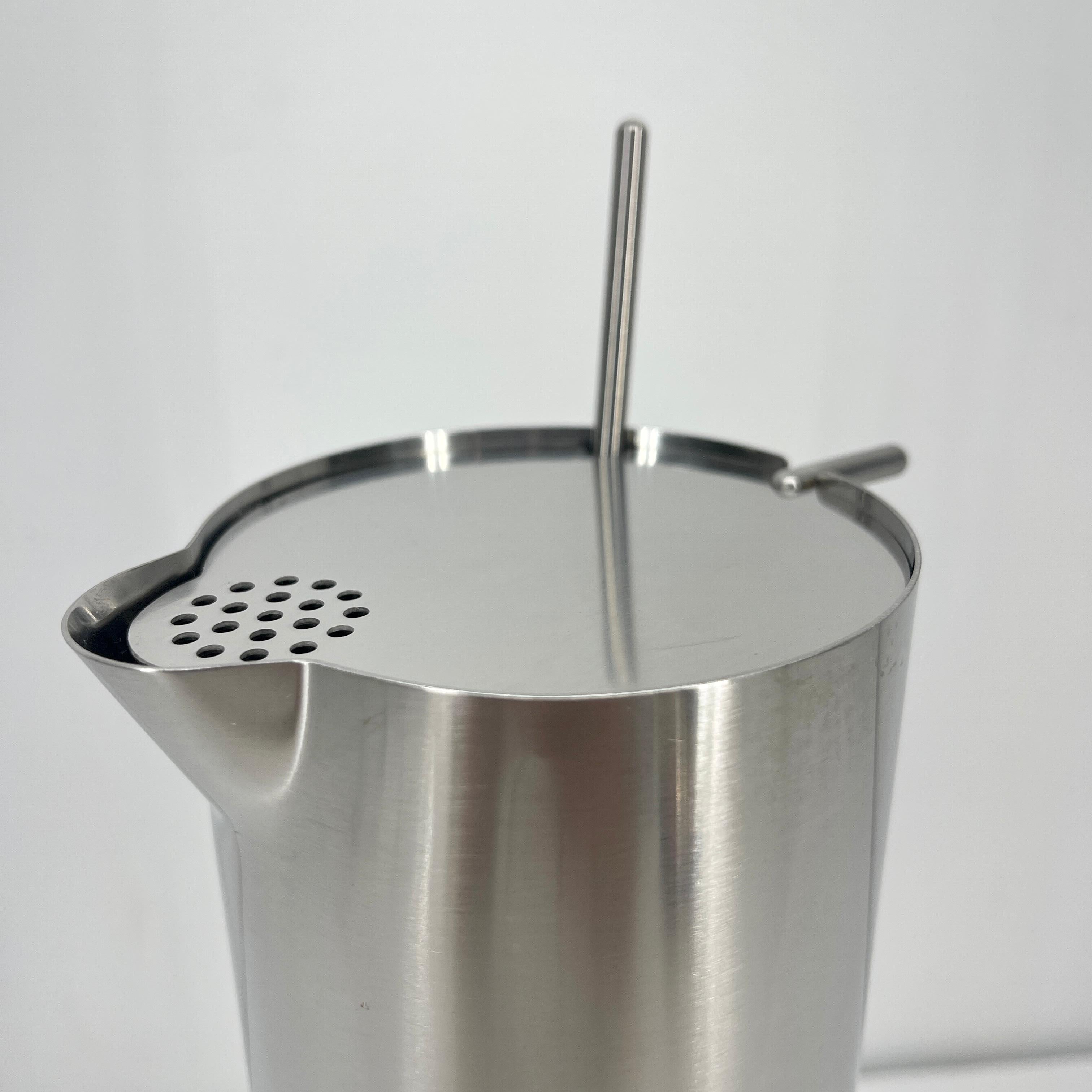 20th Century Arne Jacobsen for Stelton Mid-Century Modern Cocktail Shaker and Stir Spoon For Sale