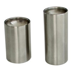 Arne Jacobsen for Stelton Stainless Steel Cylinder Salt Pepper Shakers Danemark