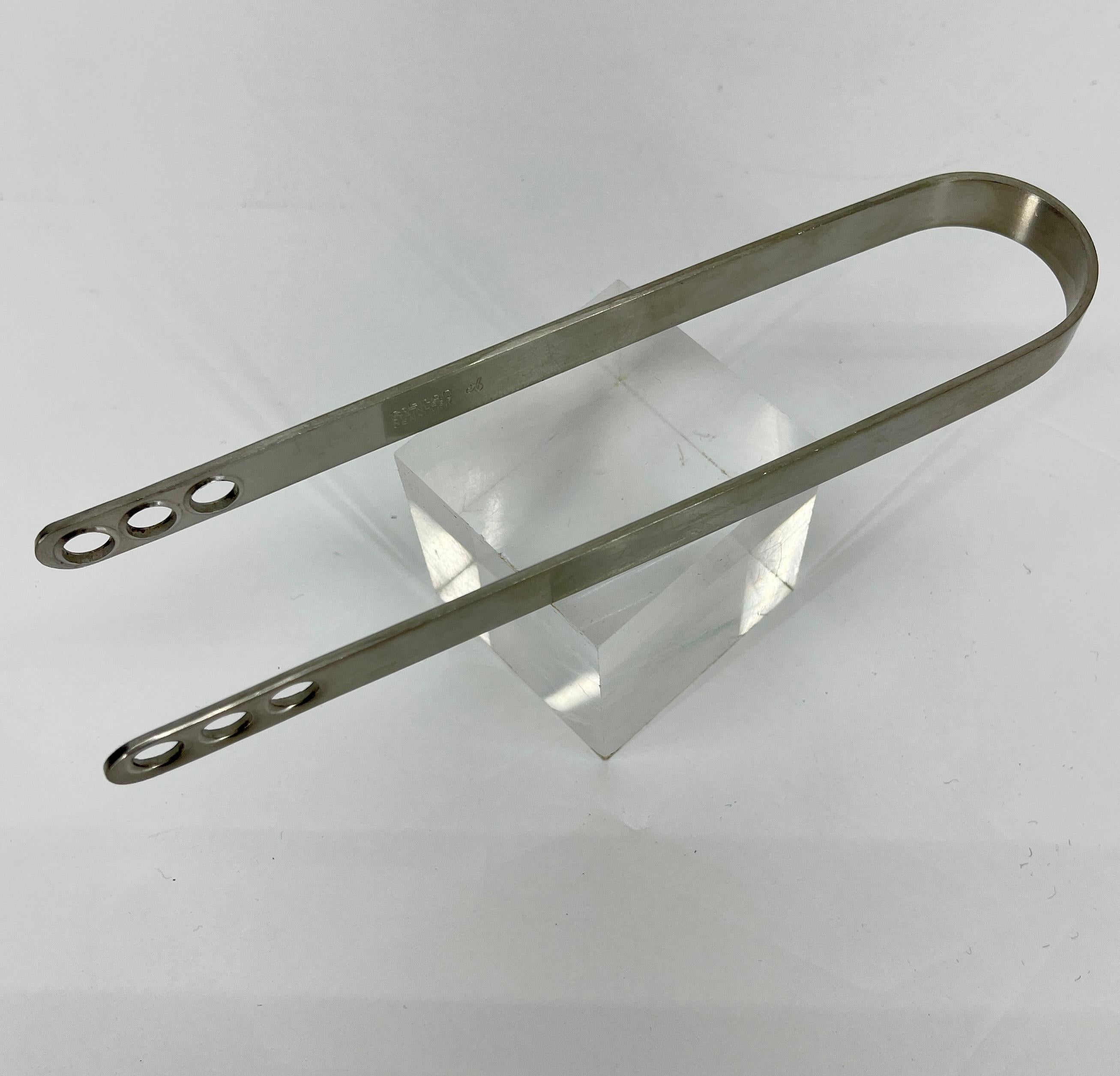 Brushed Arne Jacobsen for Stelton Stainless Steel Ice Tong, Danish Mid-Century Modern