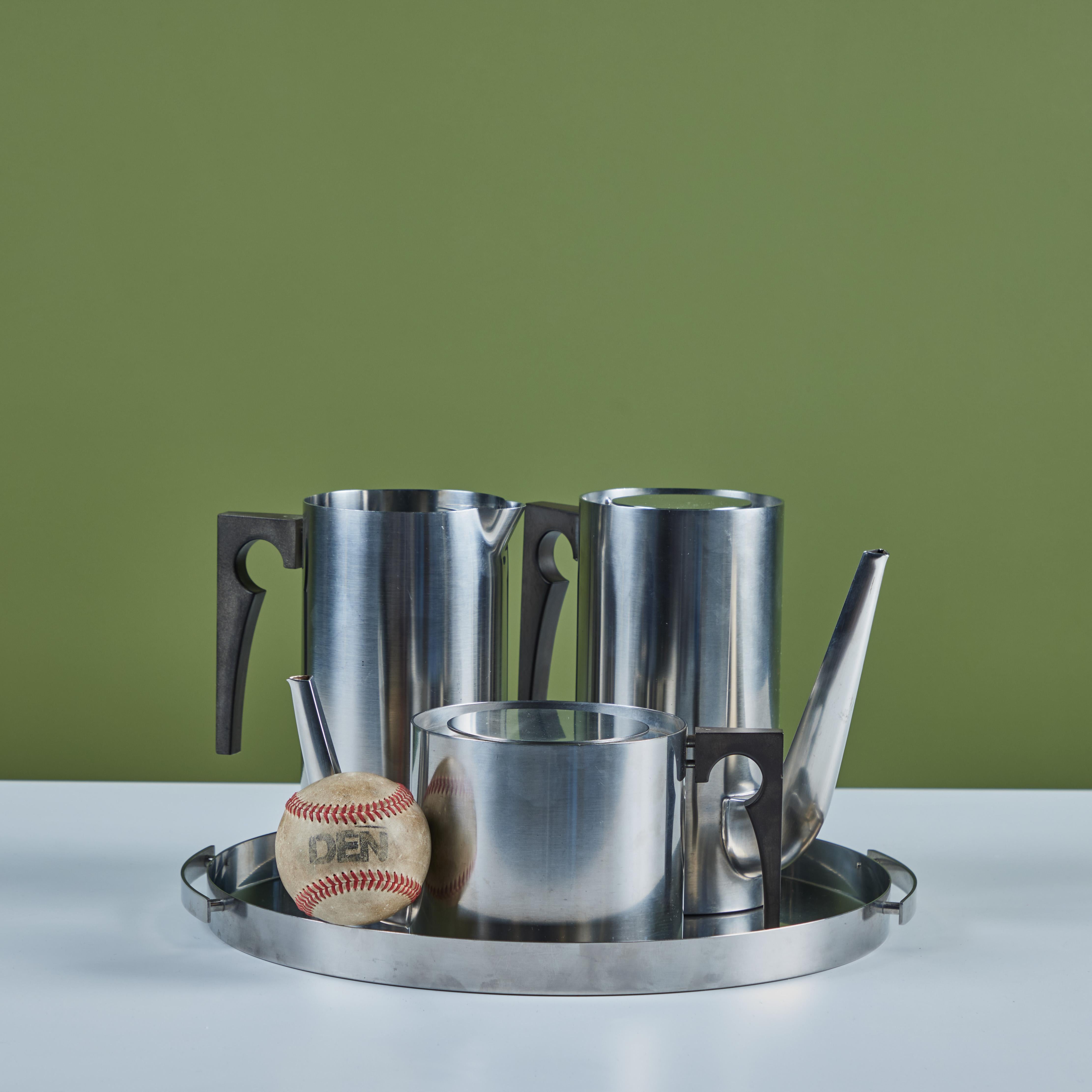 Mid-Century Modern Service à café/thé danois de quatre pièces en acier inoxydable Arne Jacobsen pour Stelton en vente
