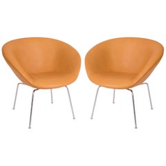 Arne Jacobsen Fritz Hansen Leather Pot Chairs