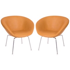 Arne Jacobsen Fritz Hansen Leather Pot Chairs