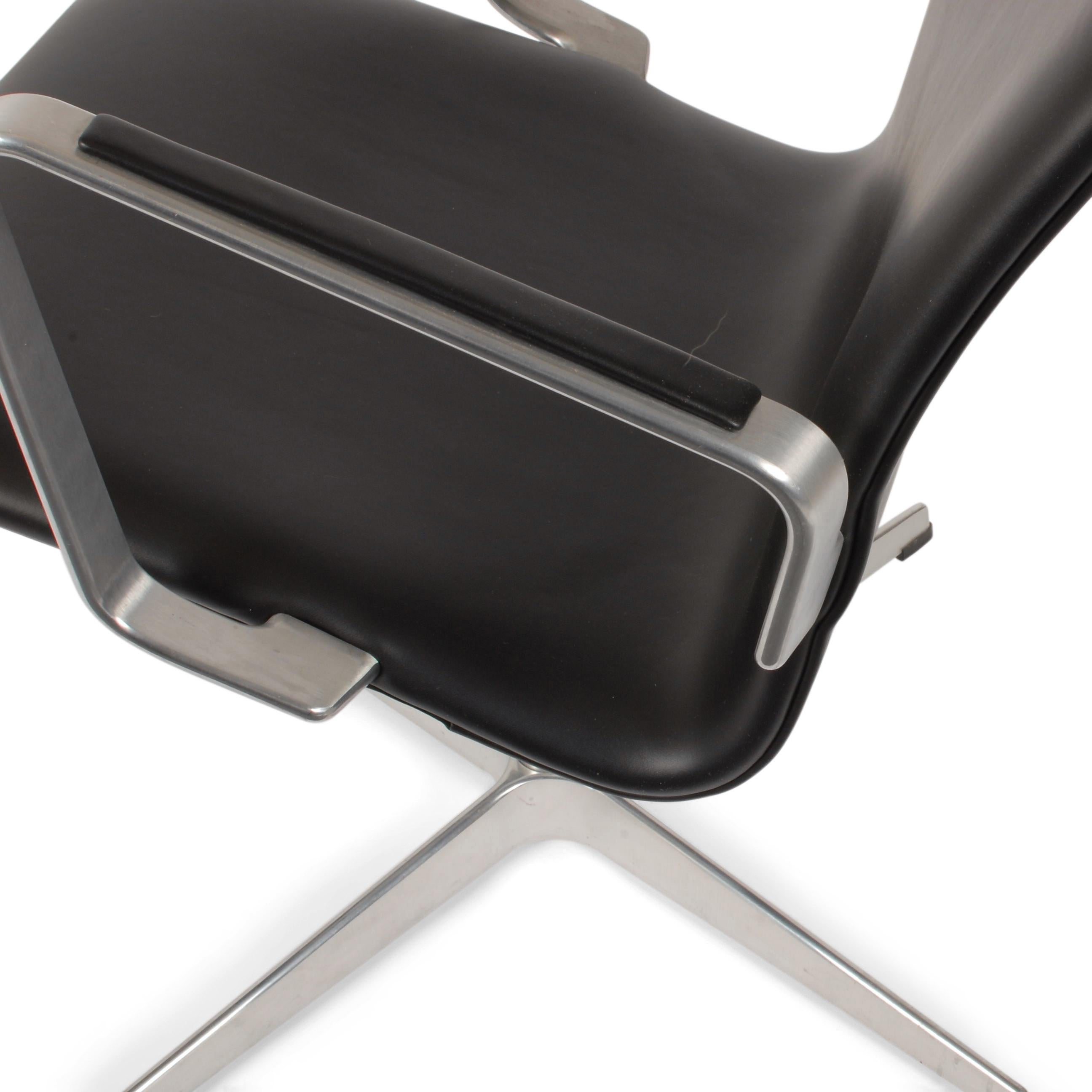 Danish Arne Jacobsen Fritz Hansen Midcentury Design Oxford Lounge Chair Black Leather