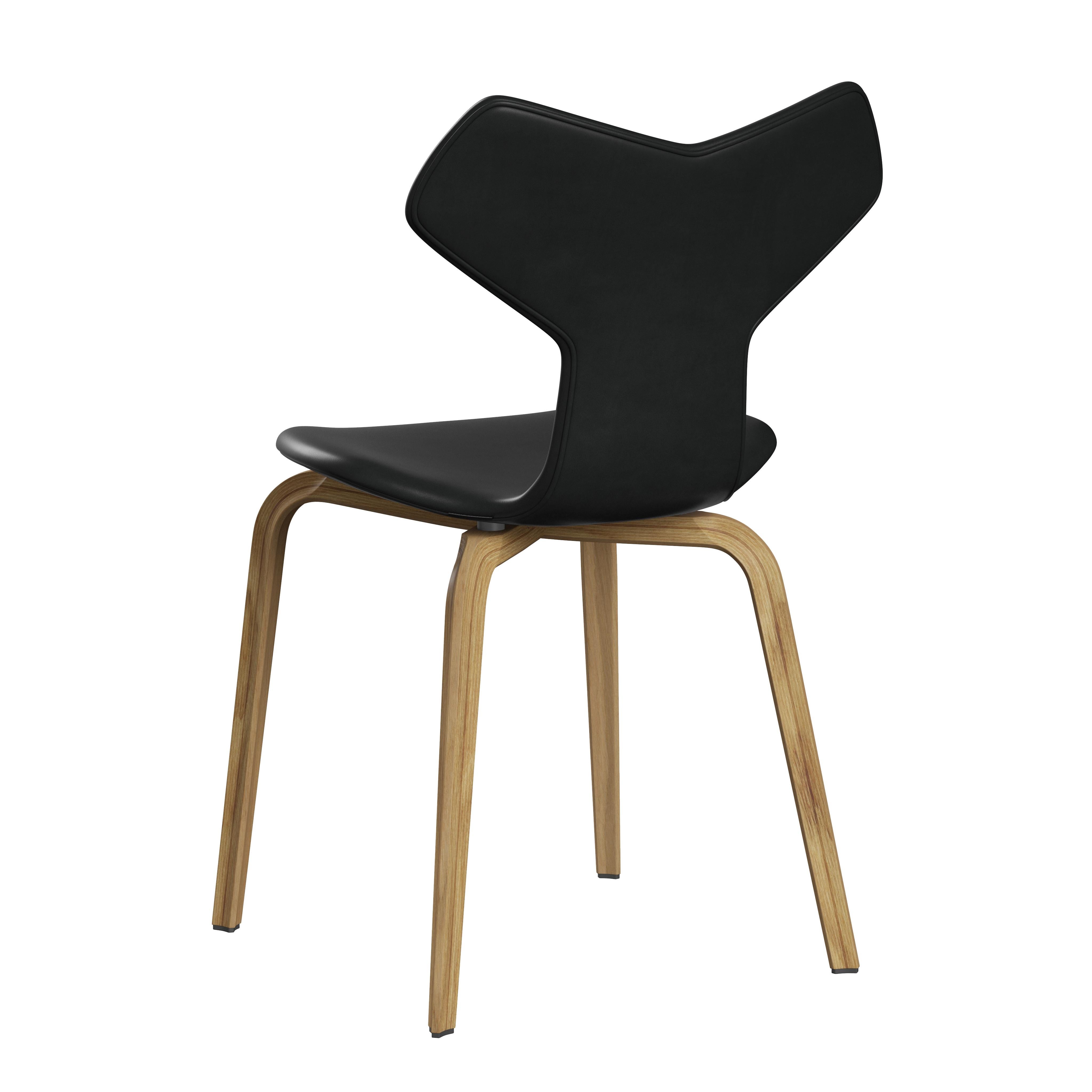 Metal Arne Jacobsen 'Grand Prix' Chair for Fritz Hansen in Full Leather Upholstery For Sale