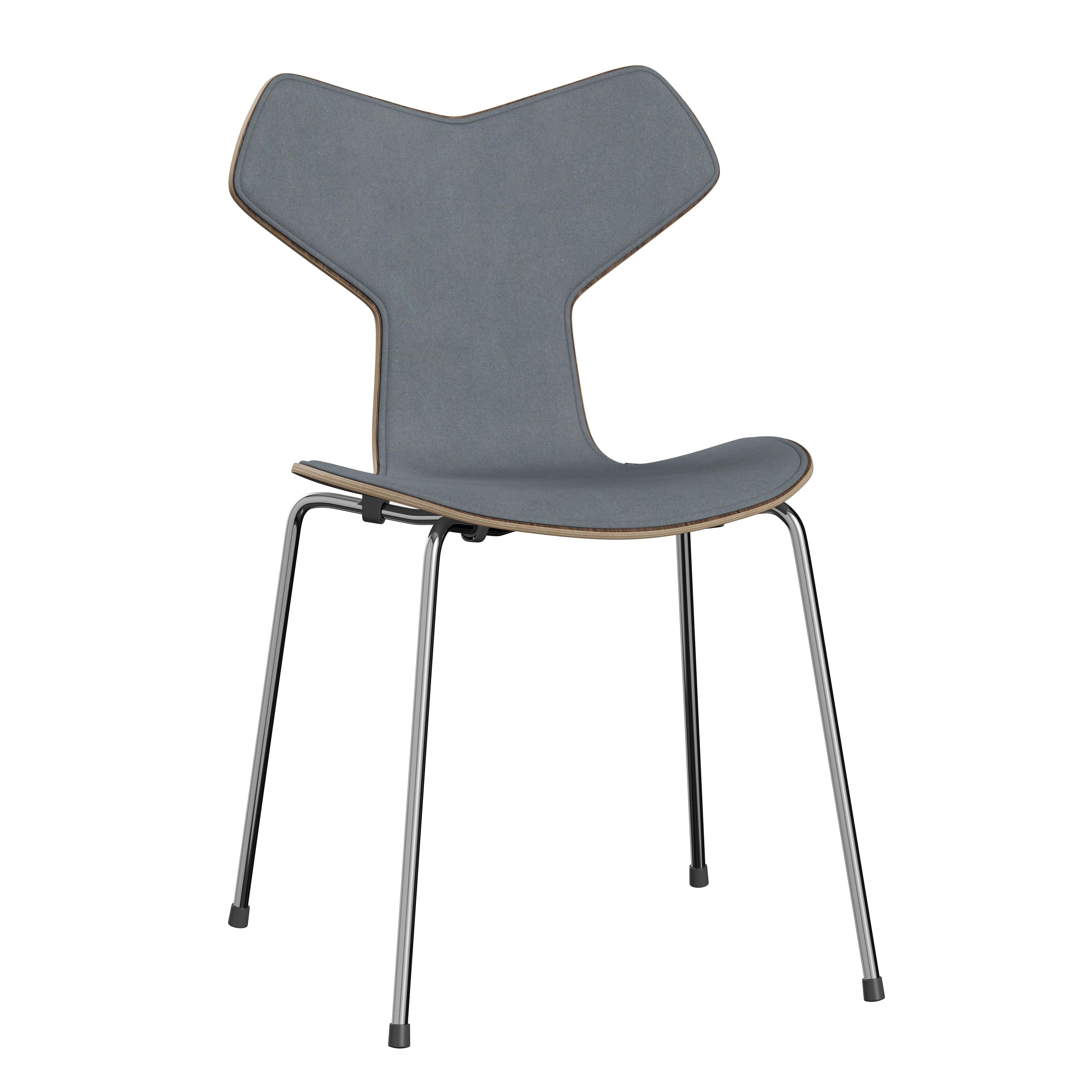 Lacquered Arne Jacobsen 'Grand Prix' Chair for Fritz Hansen in Partial Fabric Upholstery For Sale