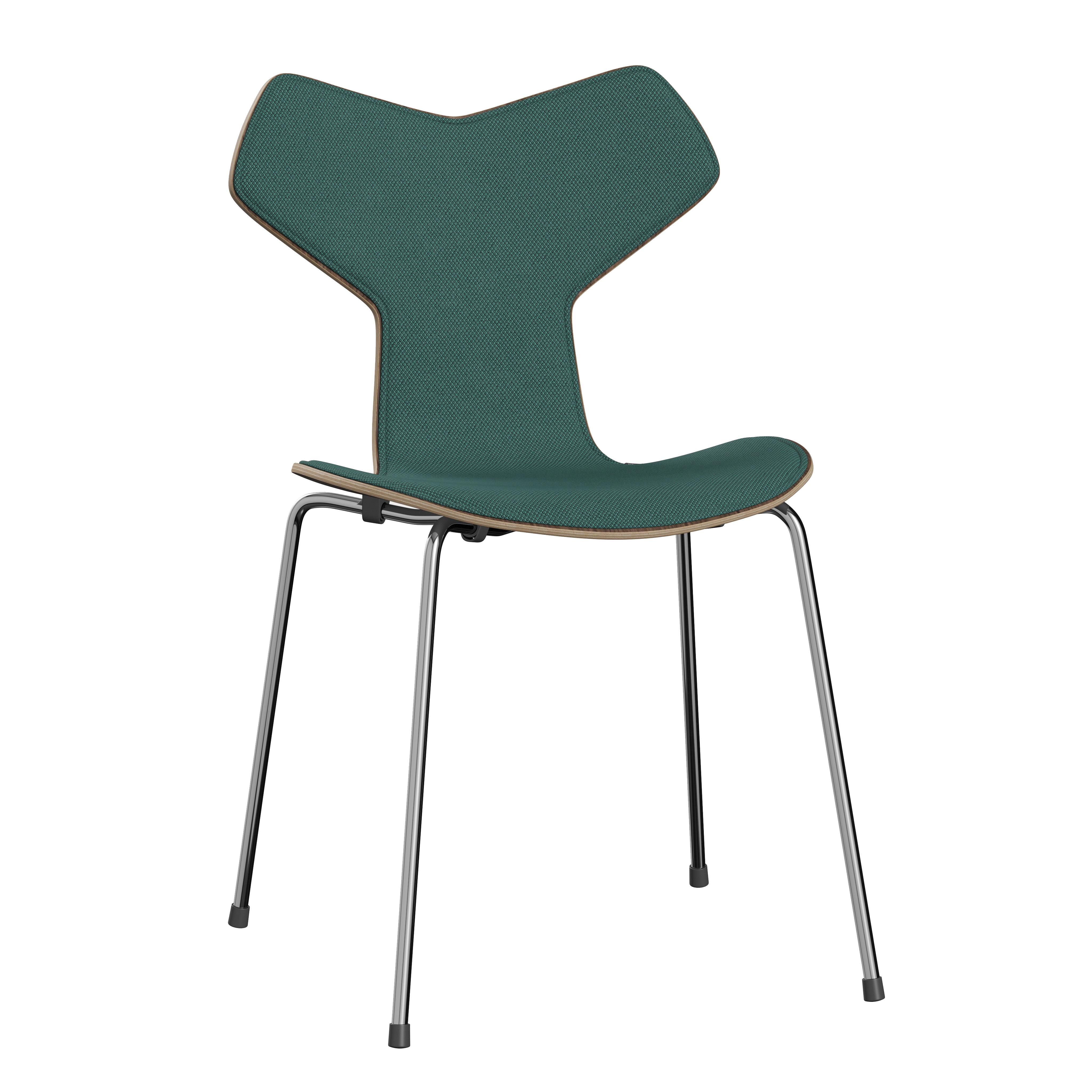 Metal Arne Jacobsen 'Grand Prix' Chair for Fritz Hansen in Partial Fabric Upholstery For Sale