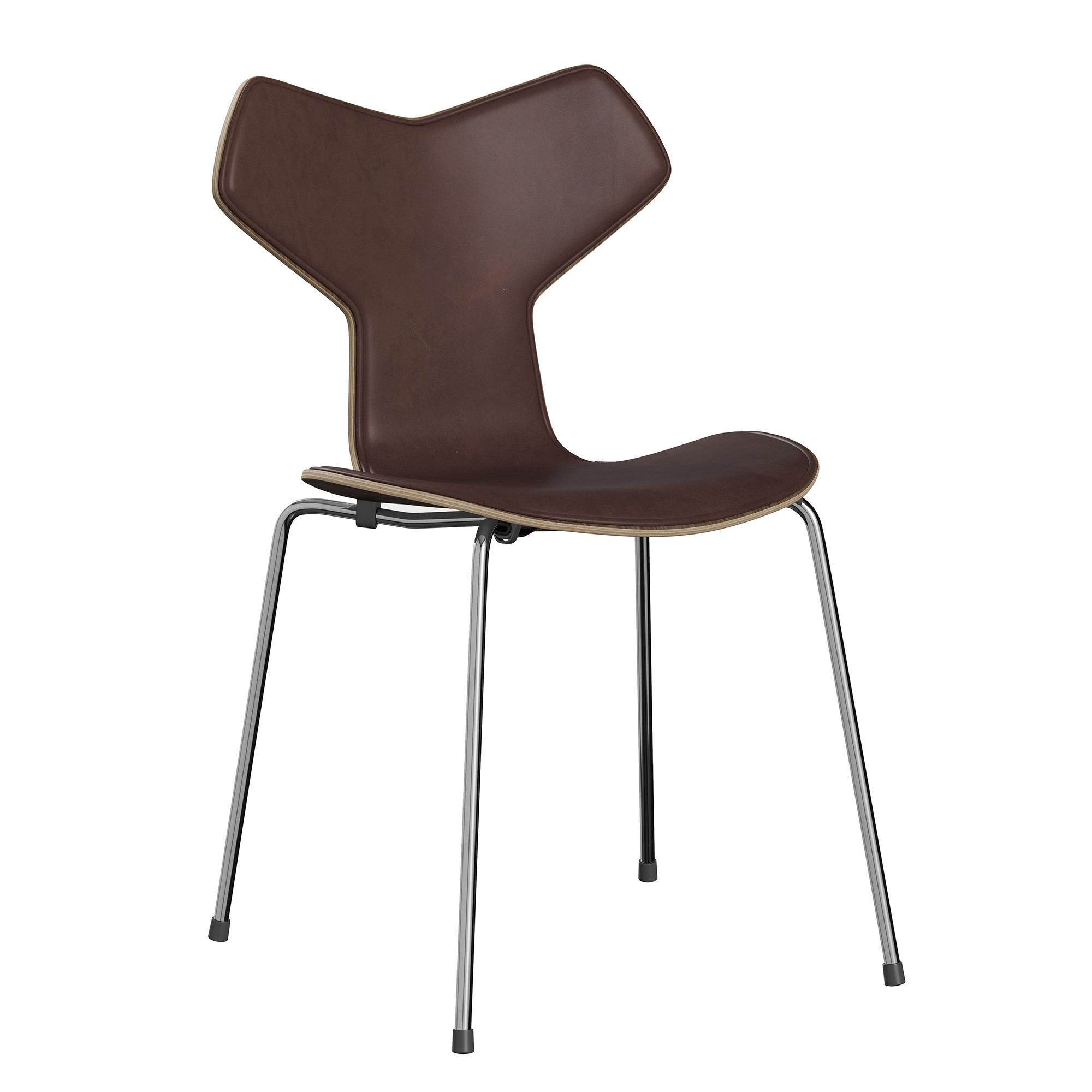 Arne Jacobsen 'Grand Prix' Chair for Fritz Hansen in Partial Leather Upholstery For Sale 2