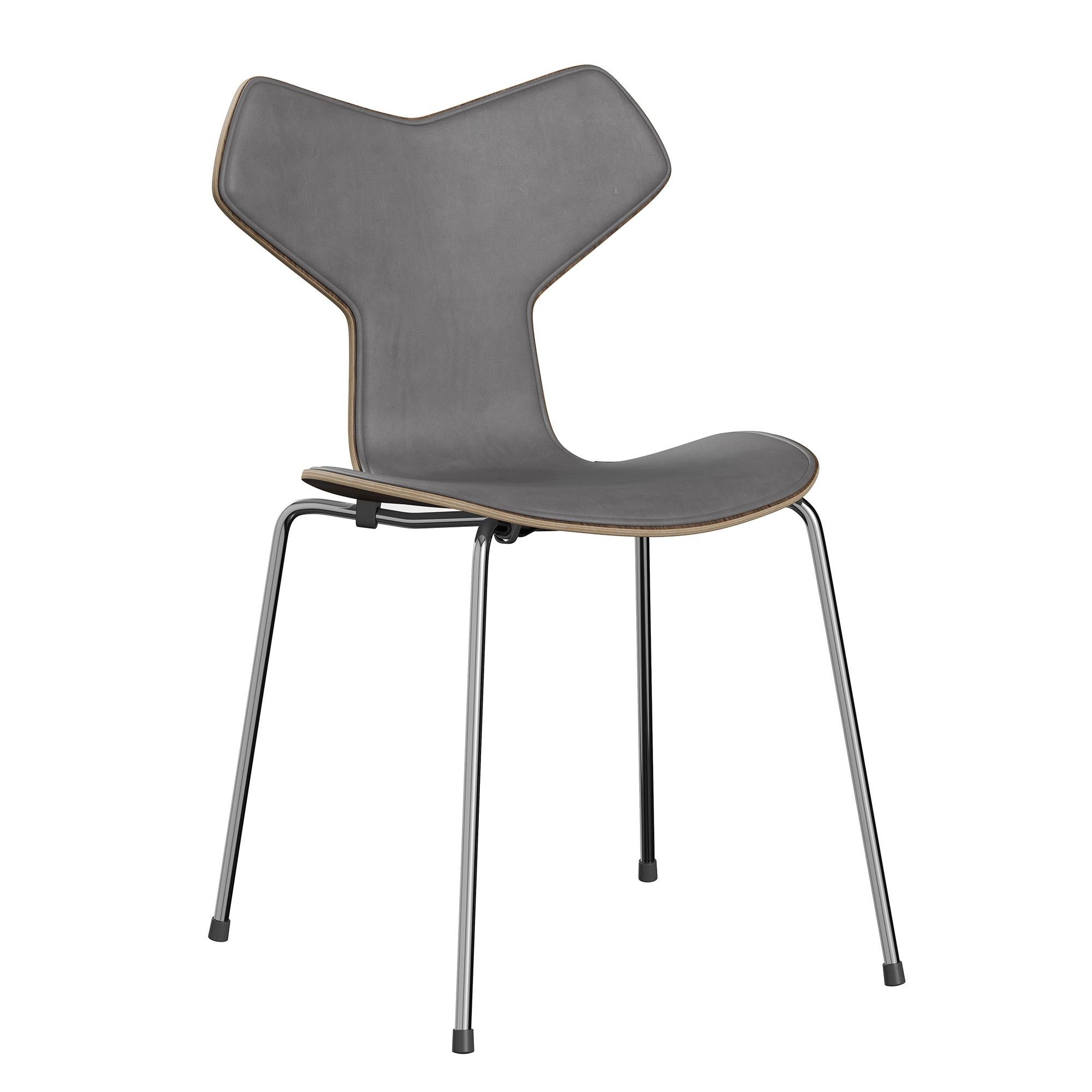 Arne Jacobsen 'Grand Prix' Chair for Fritz Hansen in Partial Leather Upholstery For Sale 3