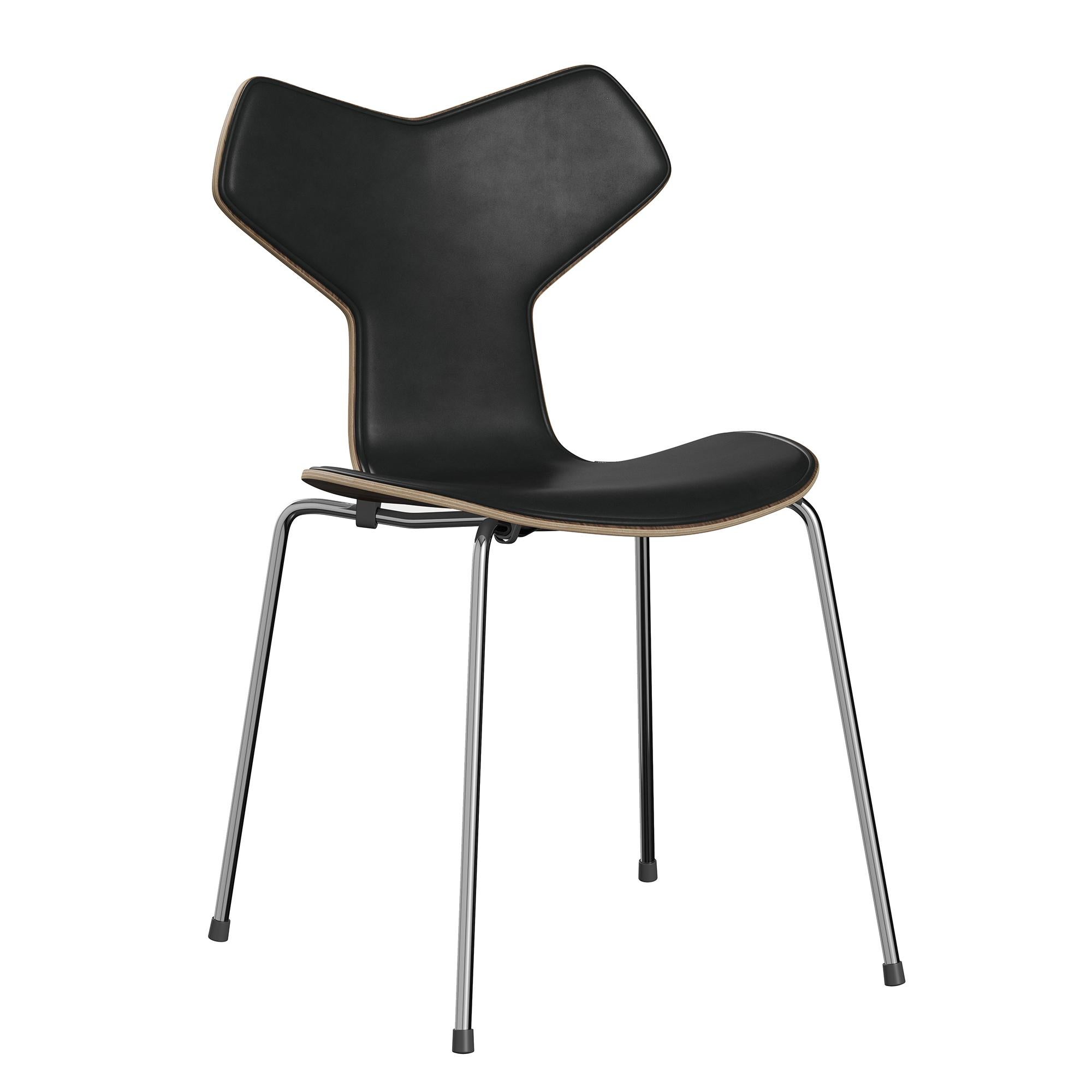 Arne Jacobsen 'Grand Prix' Chair for Fritz Hansen in Partial Leather Upholstery For Sale 4
