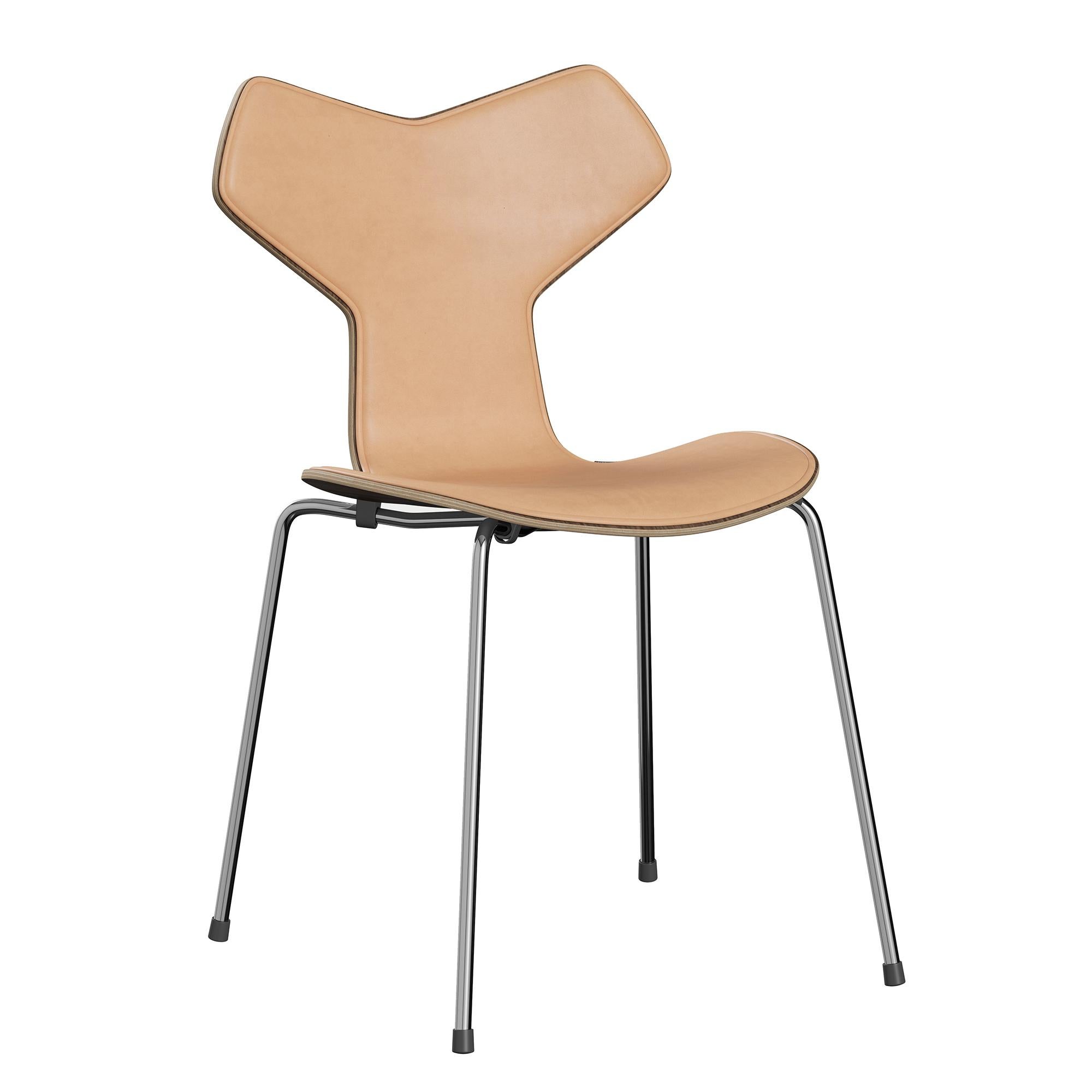 Arne Jacobsen 'Grand Prix' Chair for Fritz Hansen in Partial Leather Upholstery For Sale 7
