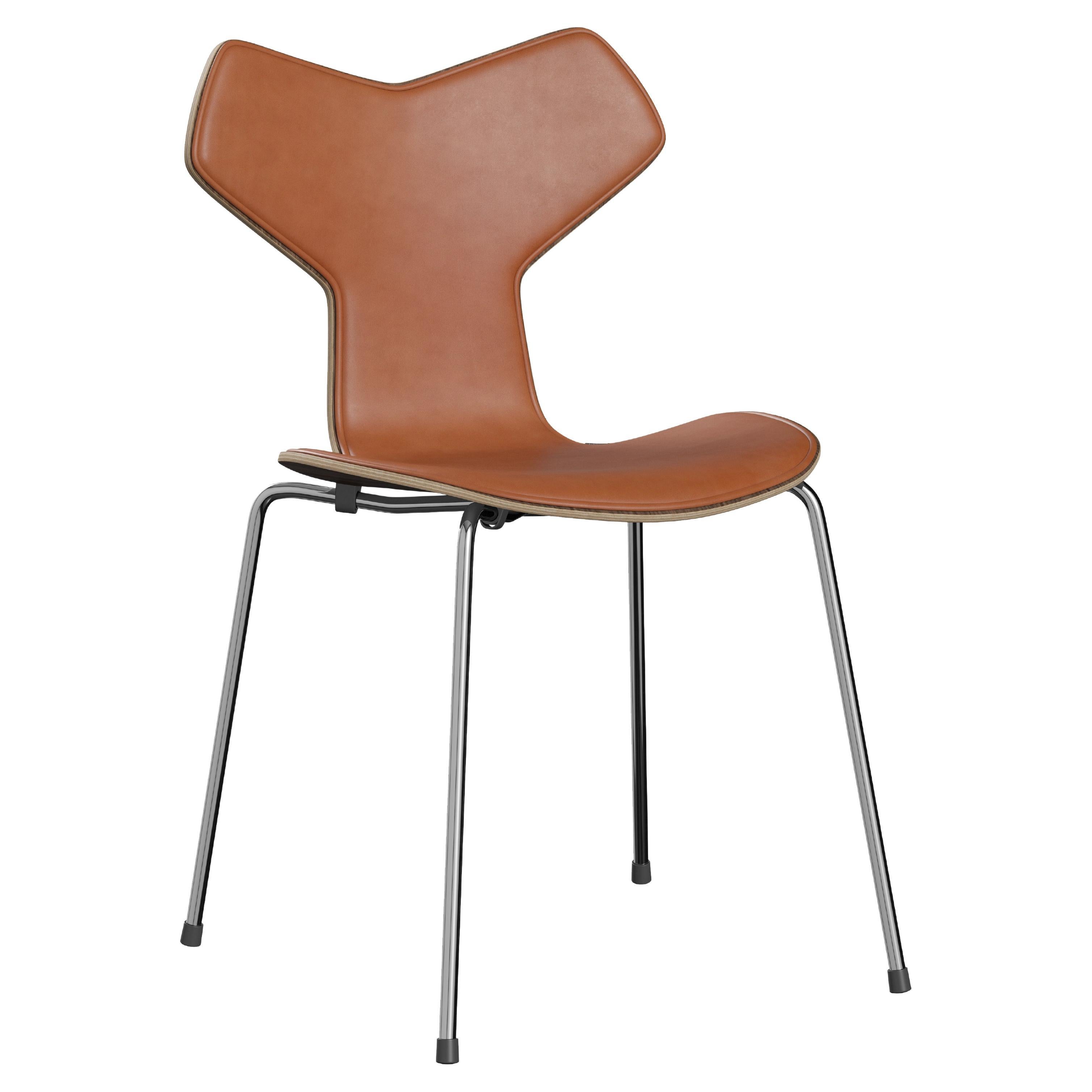 Chaise Grand Prix d'Arne Jacobsen pour Fritz Hansen avec revêtement partiel en cuir