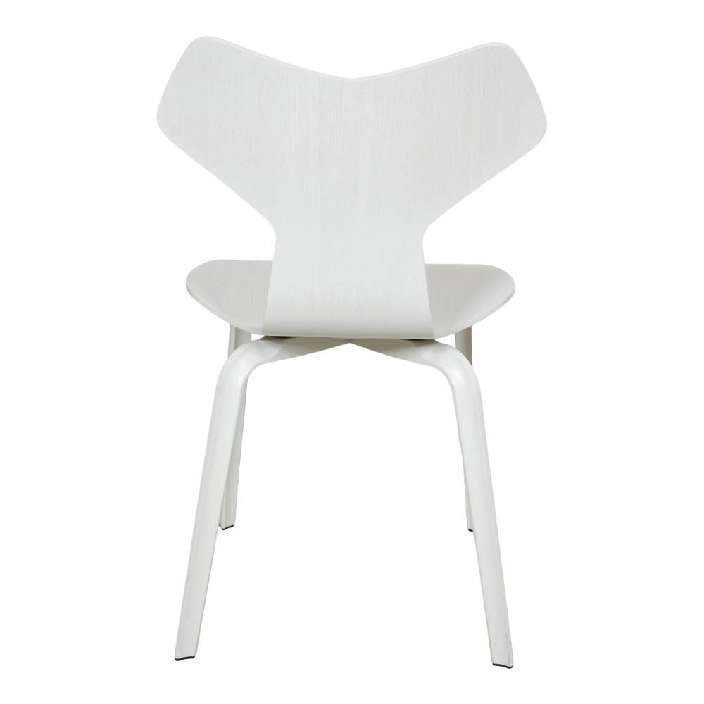 Bentwood Arne Jacobsen Grand Prix chair of light grey ash and with wooden legs