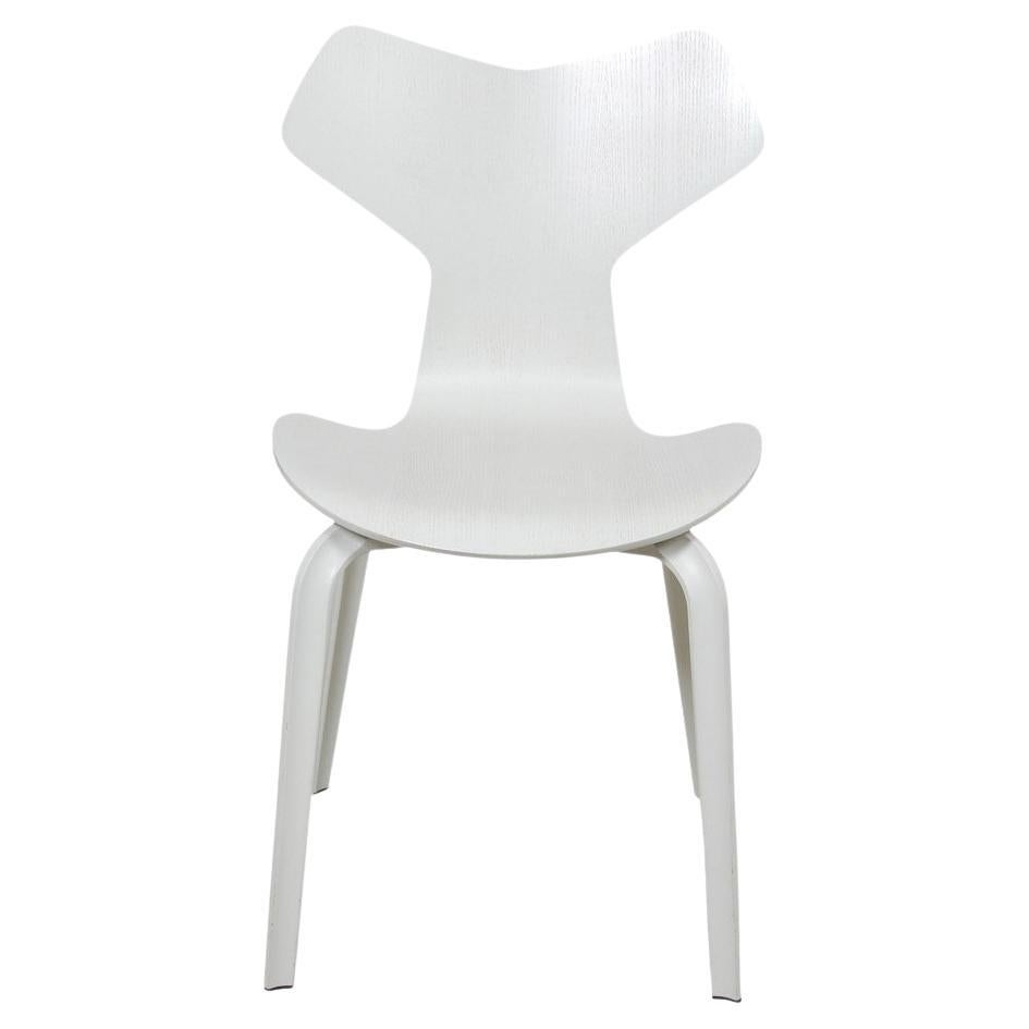 Arne Jacobsen Grand Prix chair of light grey ash and with wooden legs