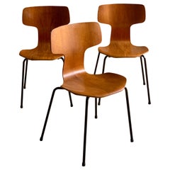 Arne Jacobsen Grand Prix Chairs for Fritz Hansen Model 3103 Hammer Chair Denmark