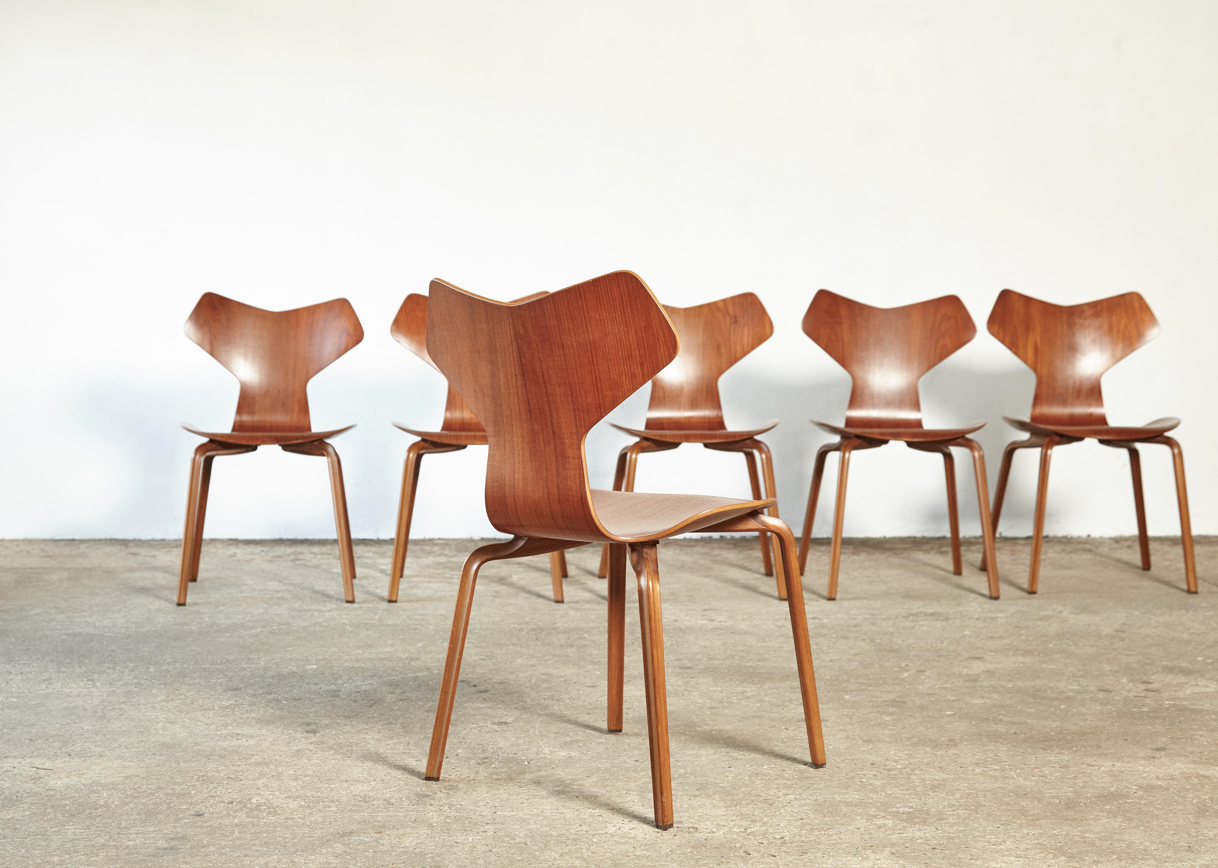 Mid-Century Modern Arne Jacobsen Grand Prix Chairs, Fritz Hansen, Denmark, 1960s