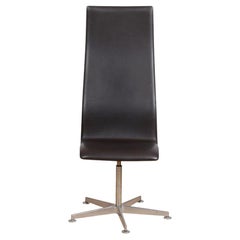 Arne Jacobsen High Oxford office chair with dark brown leather