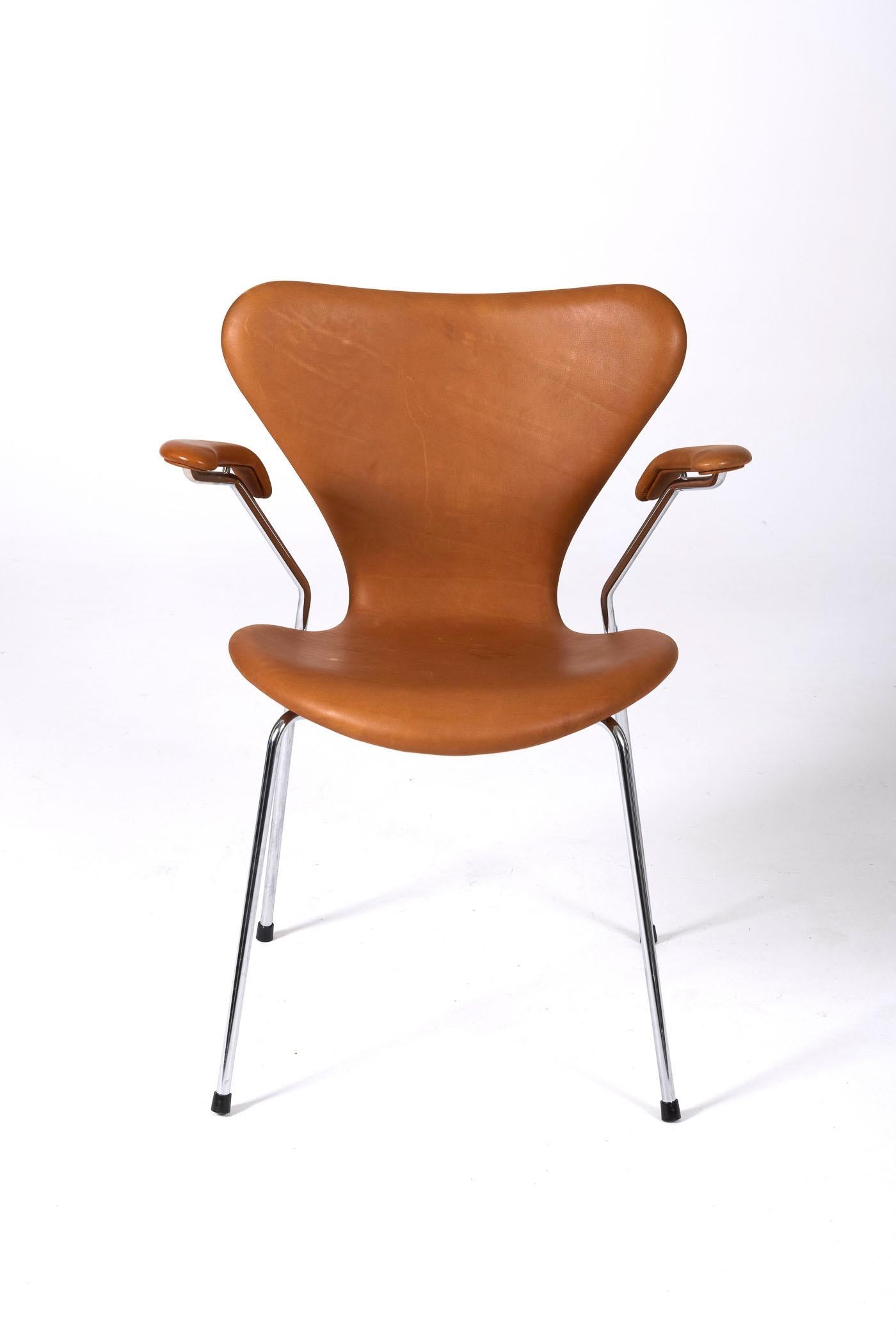Brown leather armchair model 3208 or 