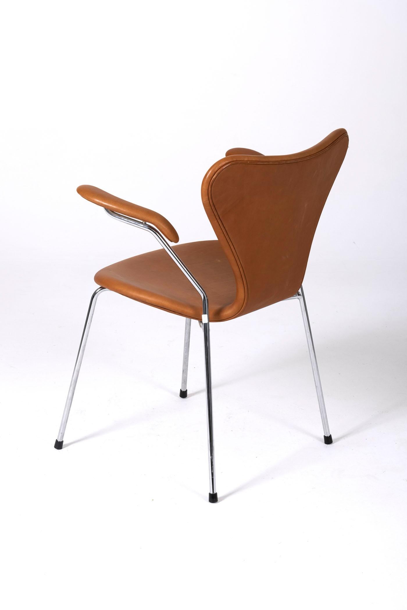 Leather Arne Jacobsen leather armchair For Sale