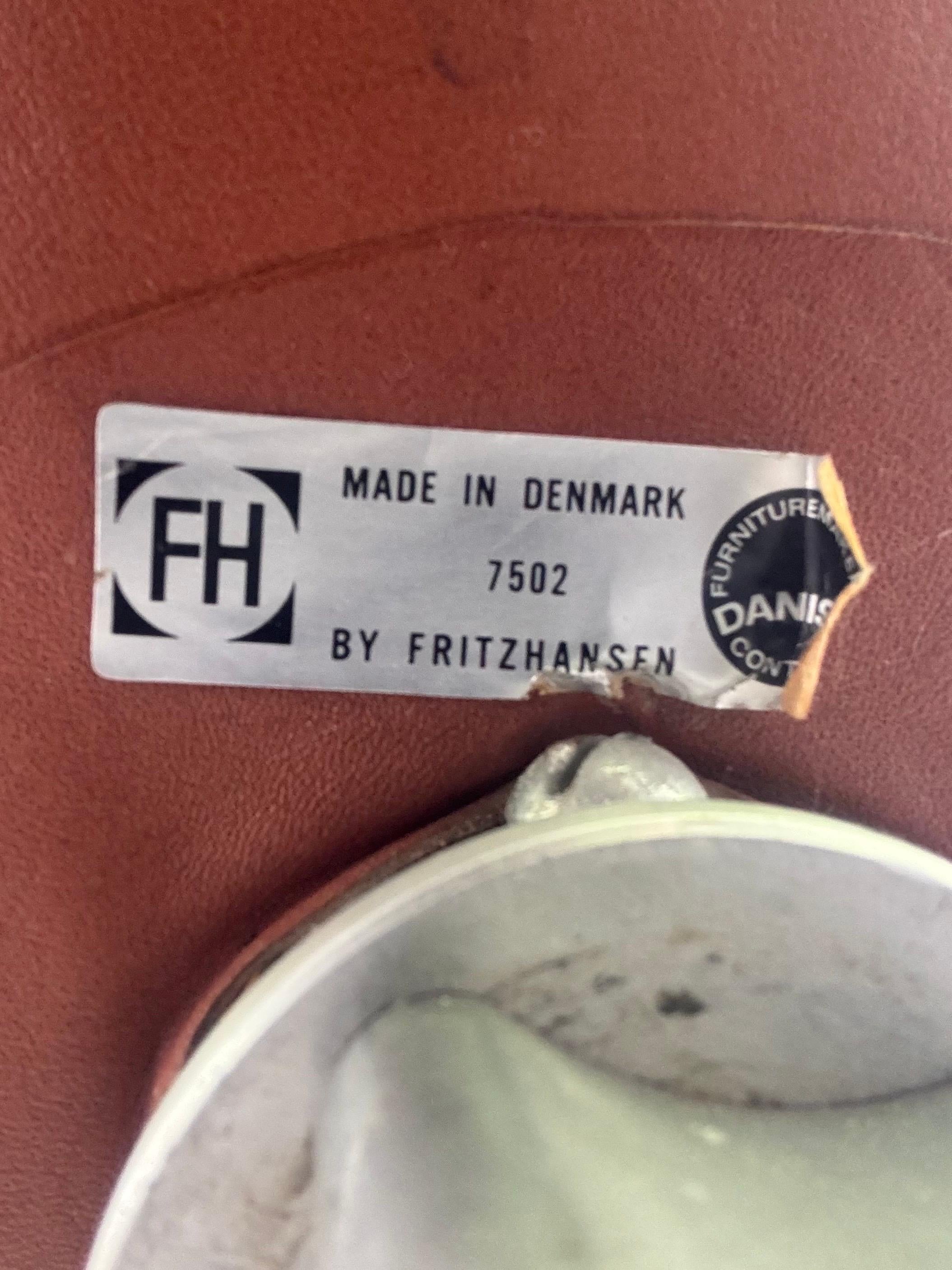 Arne Jacobsen Leder Egg Chair für Fritz Hansen im Angebot 3
