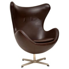 Retro Arne Jacobsen Leather Swivel Egg Chair