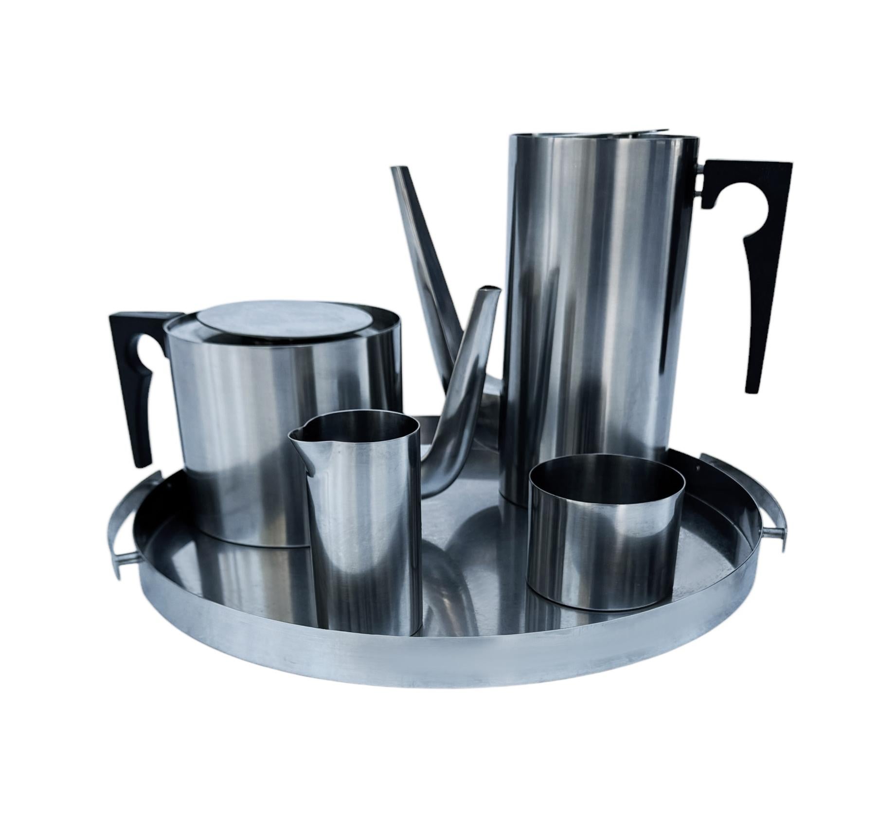 Mid-Century Modern Arne Jacobsen Mid Century Modern Tea or Coffee Set in Stainless by Stelton For Sale