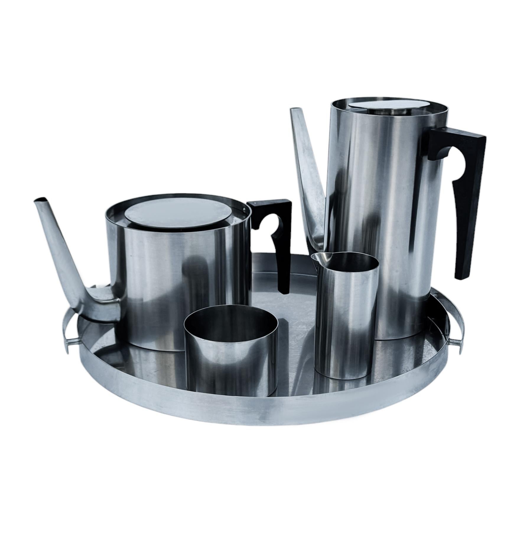 Mid-20th Century Arne Jacobsen Mid Century Modern Tea or Coffee Set in Stainless by Stelton For Sale