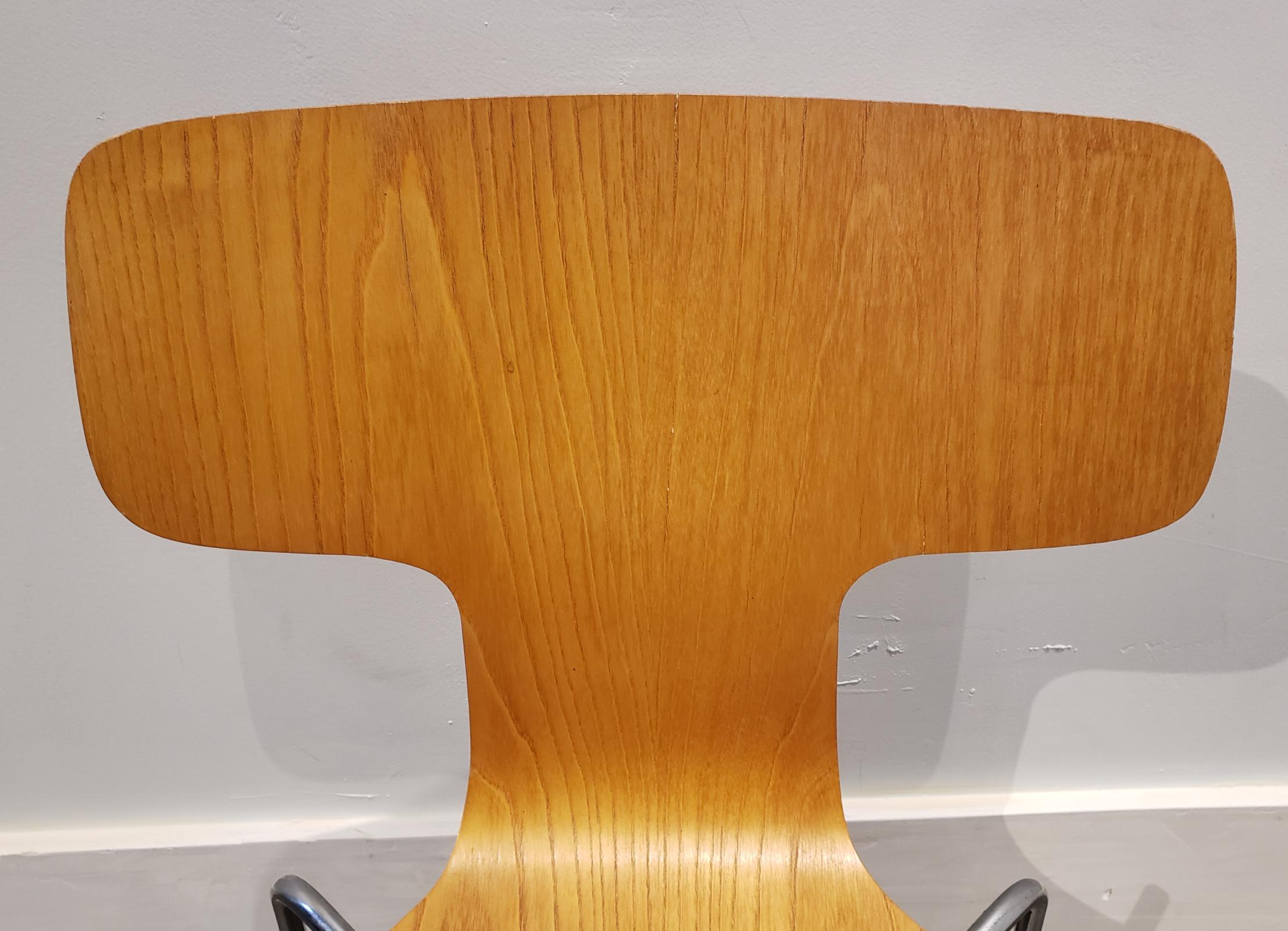 Veneer Arne Jacobsen Model 3103 Hammer Chair for Fritz Hansen, Denmark, 1970s For Sale