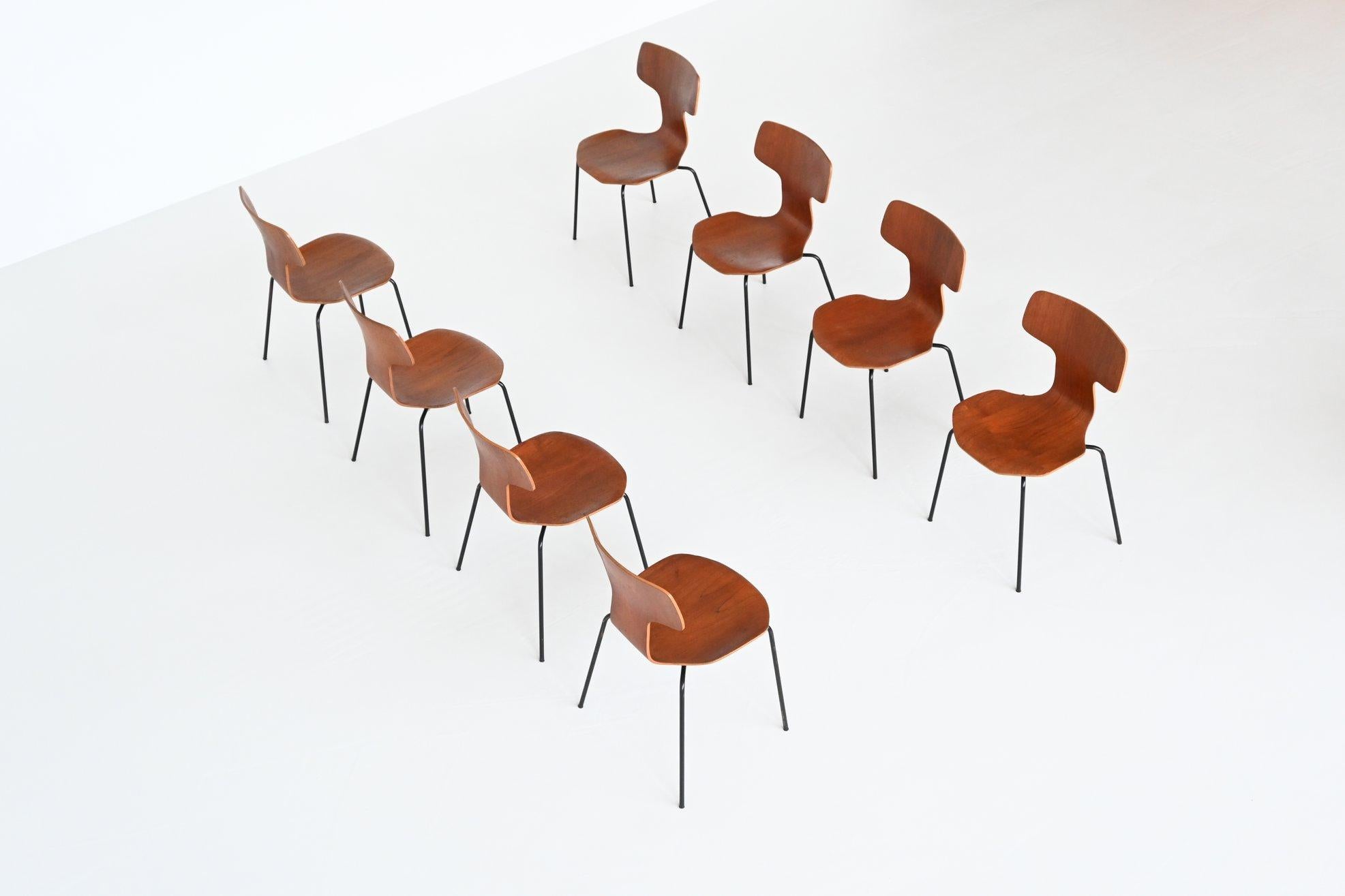 Arne Jacobsen Model 3103 Hammer Chairs Teak Frits Hansen Denmark 1969 3