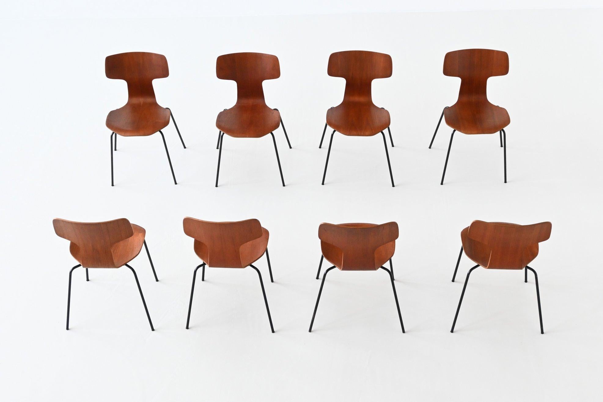 Arne Jacobsen Model 3103 Hammer Chairs Teak Frits Hansen Denmark 1969 4